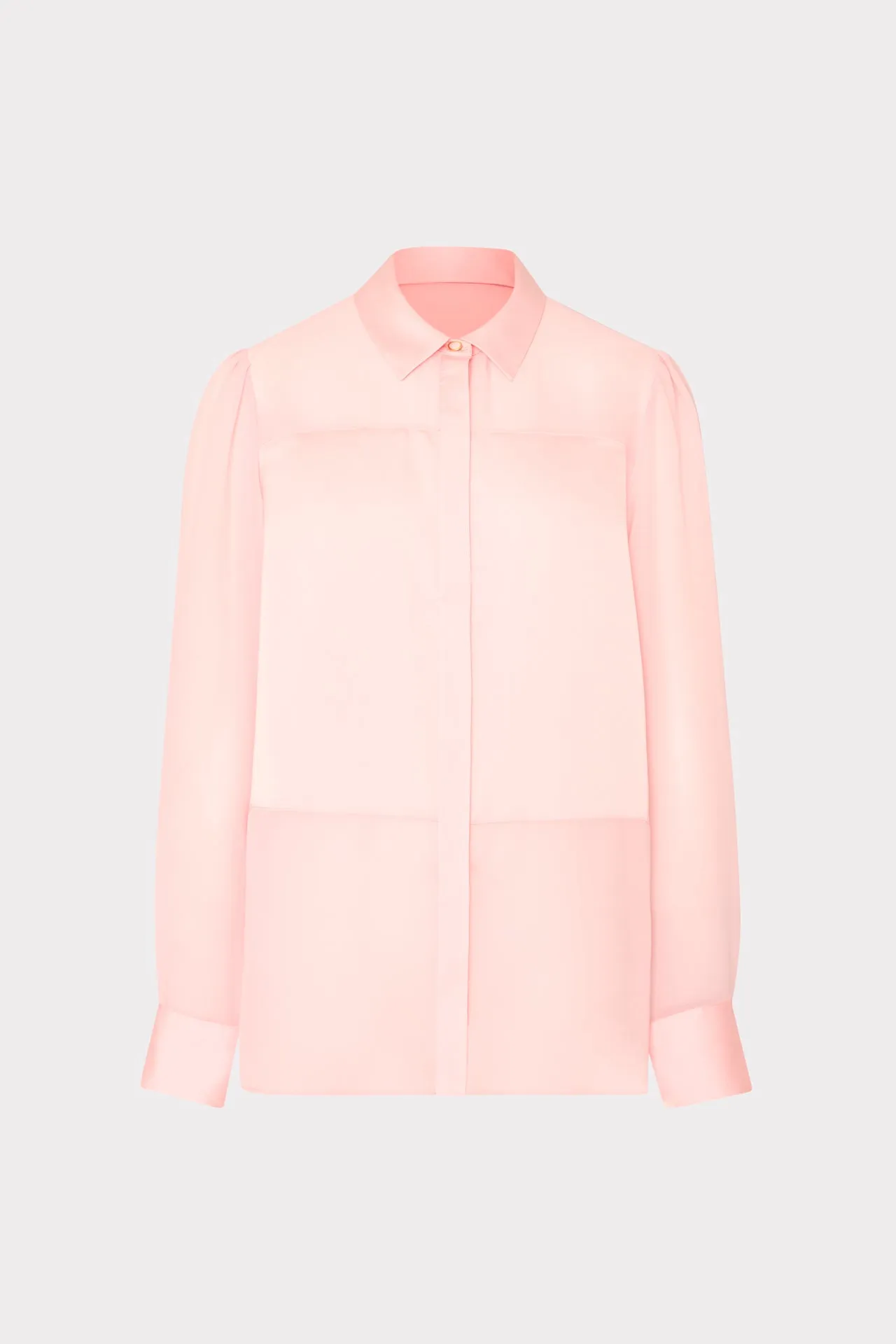 Snag Resistant Fabric Andy Satin Combo Button Up Blouse