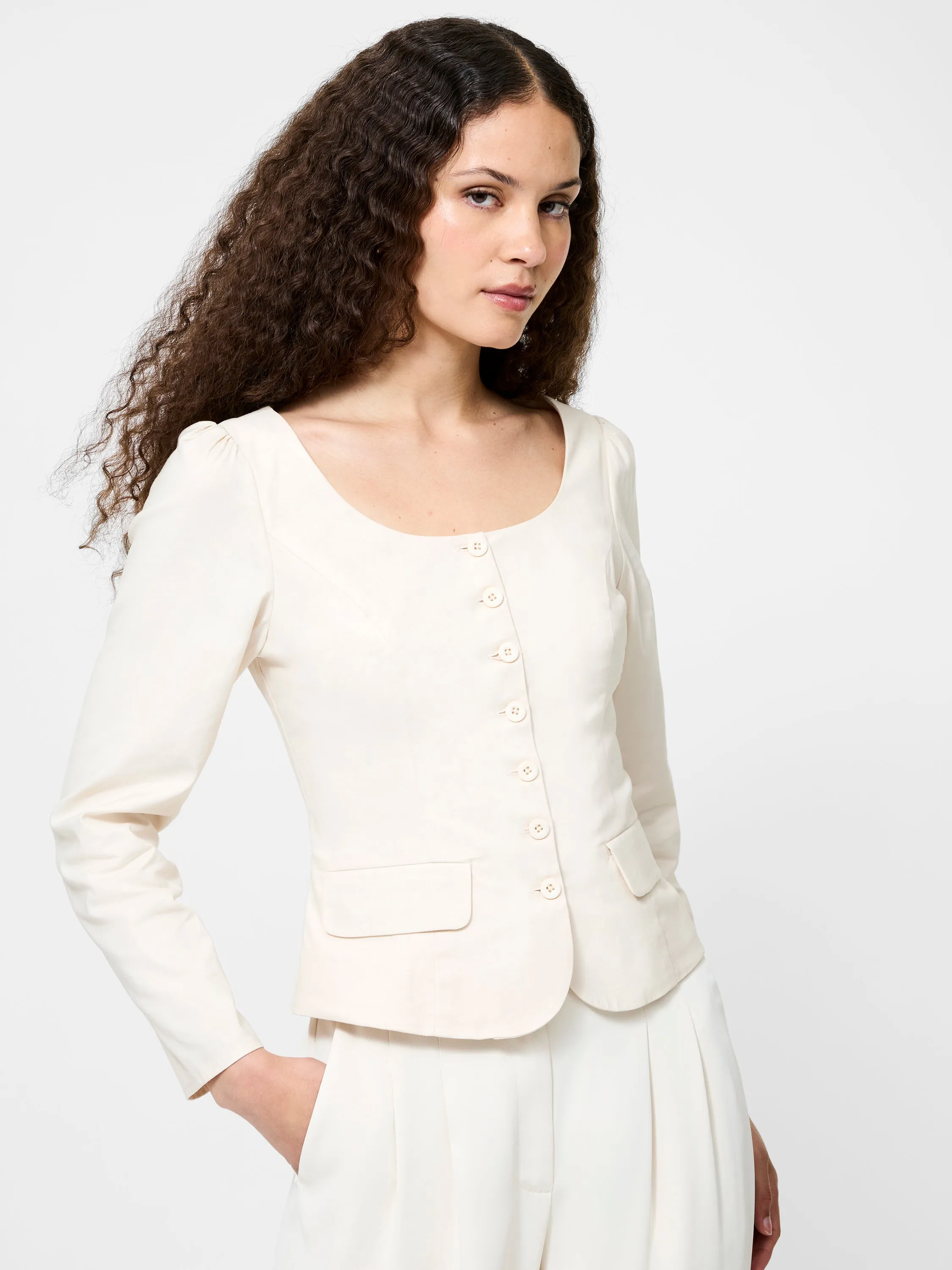 Inga Poplin Scoop Neck Top Casual Blouse HiddenVentilationPockets