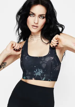 Elegant Cardigan Rosanella Floral Fairy Print Racerback Athleisure Sports Bra