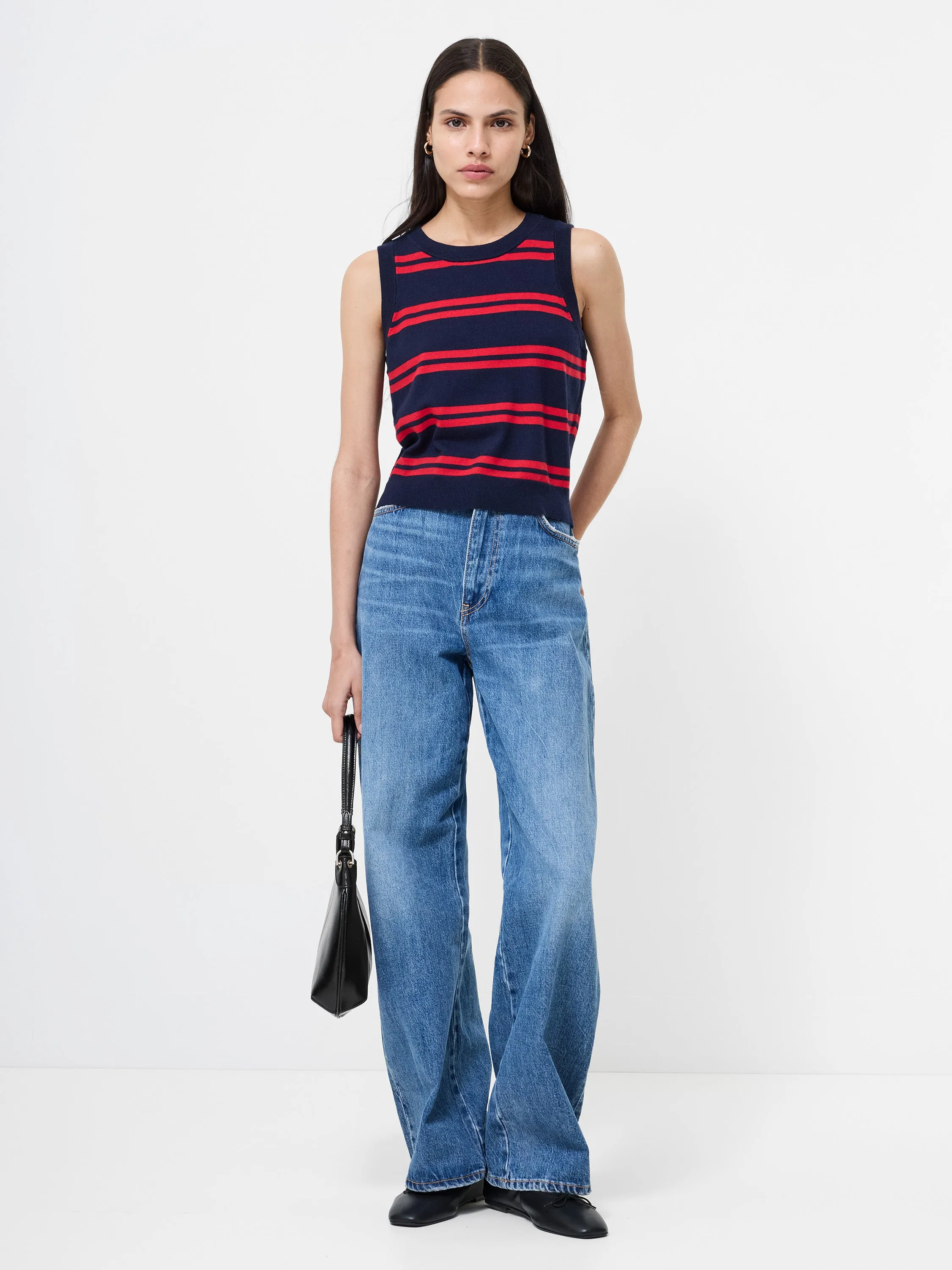 Padma Fine Knit Striped Vest FrayResistant Edging