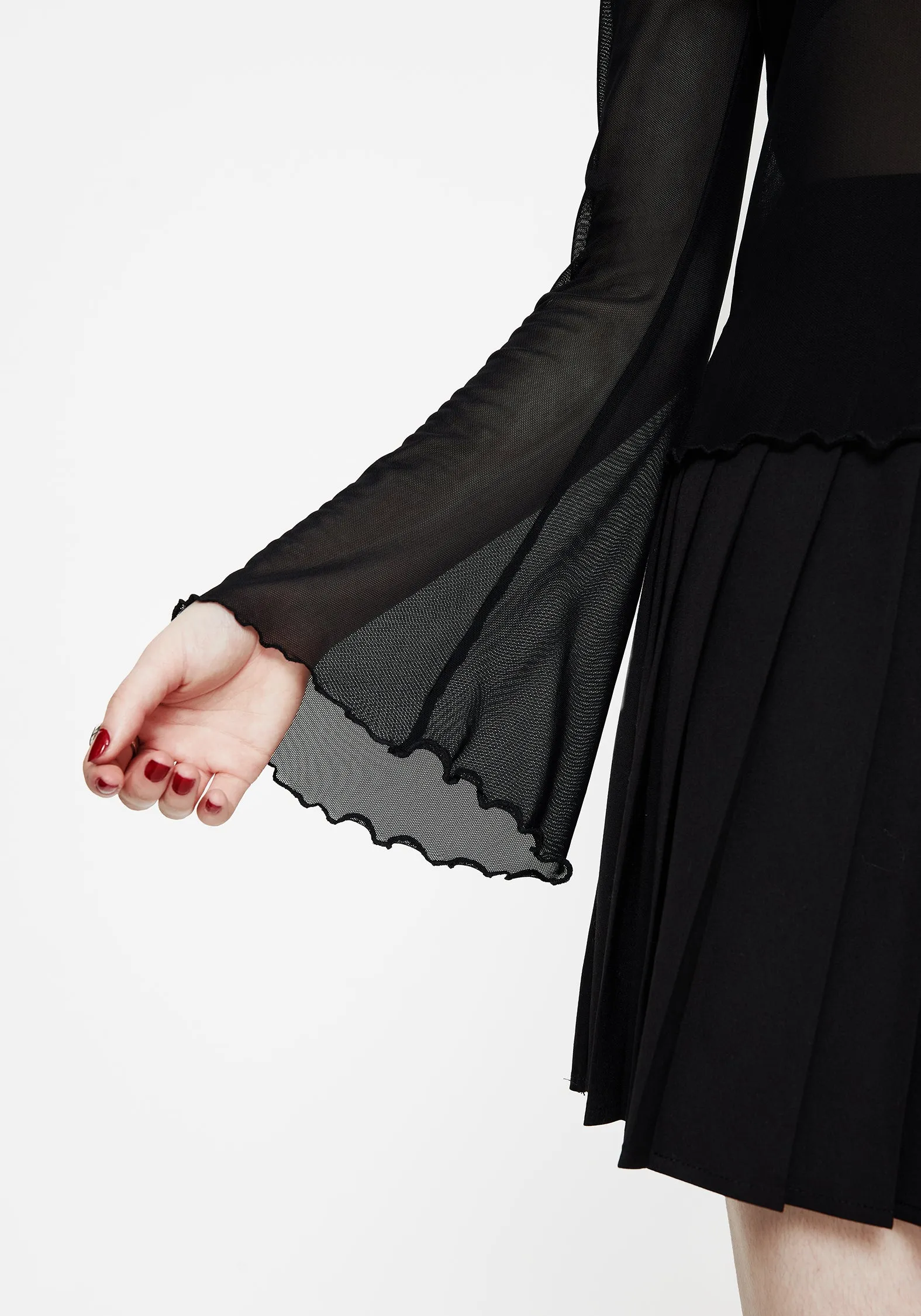 FadeResistant Coating Thermal Regulating Design Flavia Mesh Fluted Long Sleeve Top