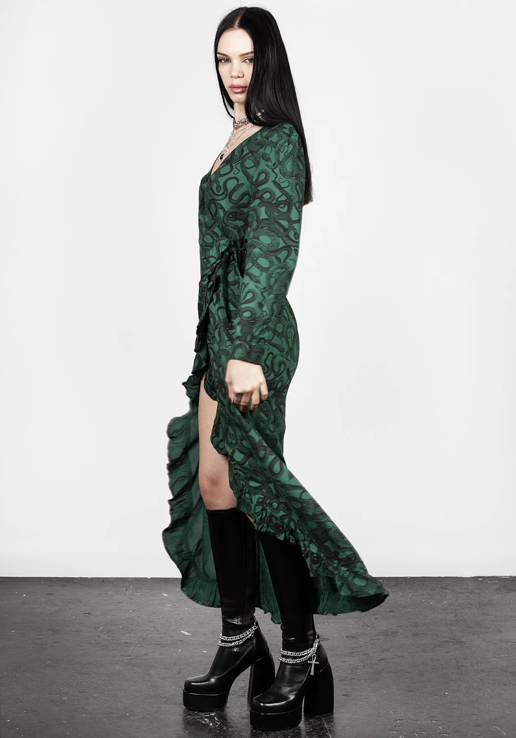 Fresh Color Light and Breezy Ophidia Wrap Maxi Dress