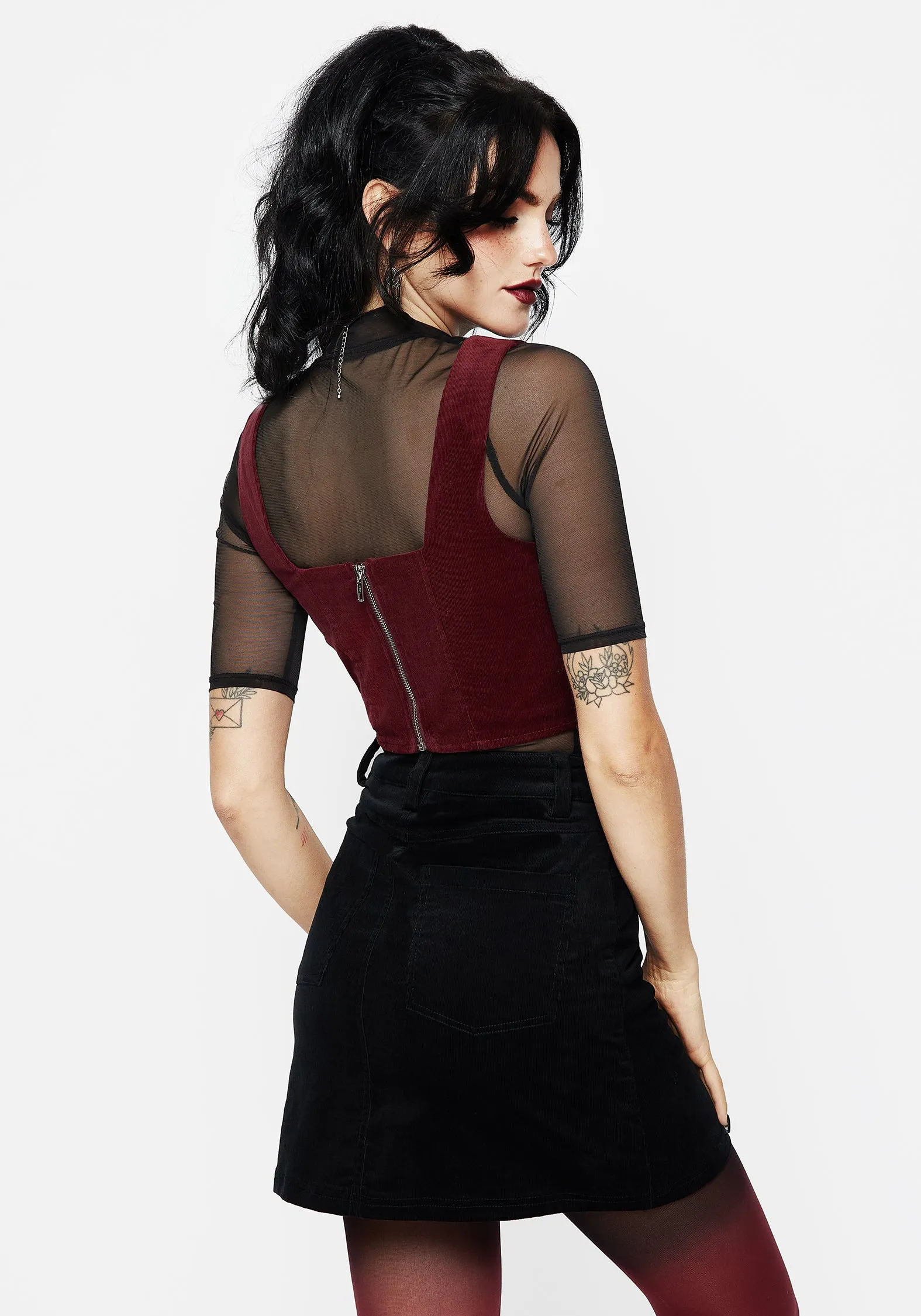 Webcatcher Embroidered Corset Top Wrinkle Resistant Treatment Reflective Safety Trim