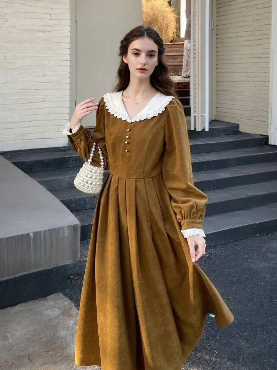 Tiered Skirt Layered Comfort Renata V-Neck Ruffle Dress