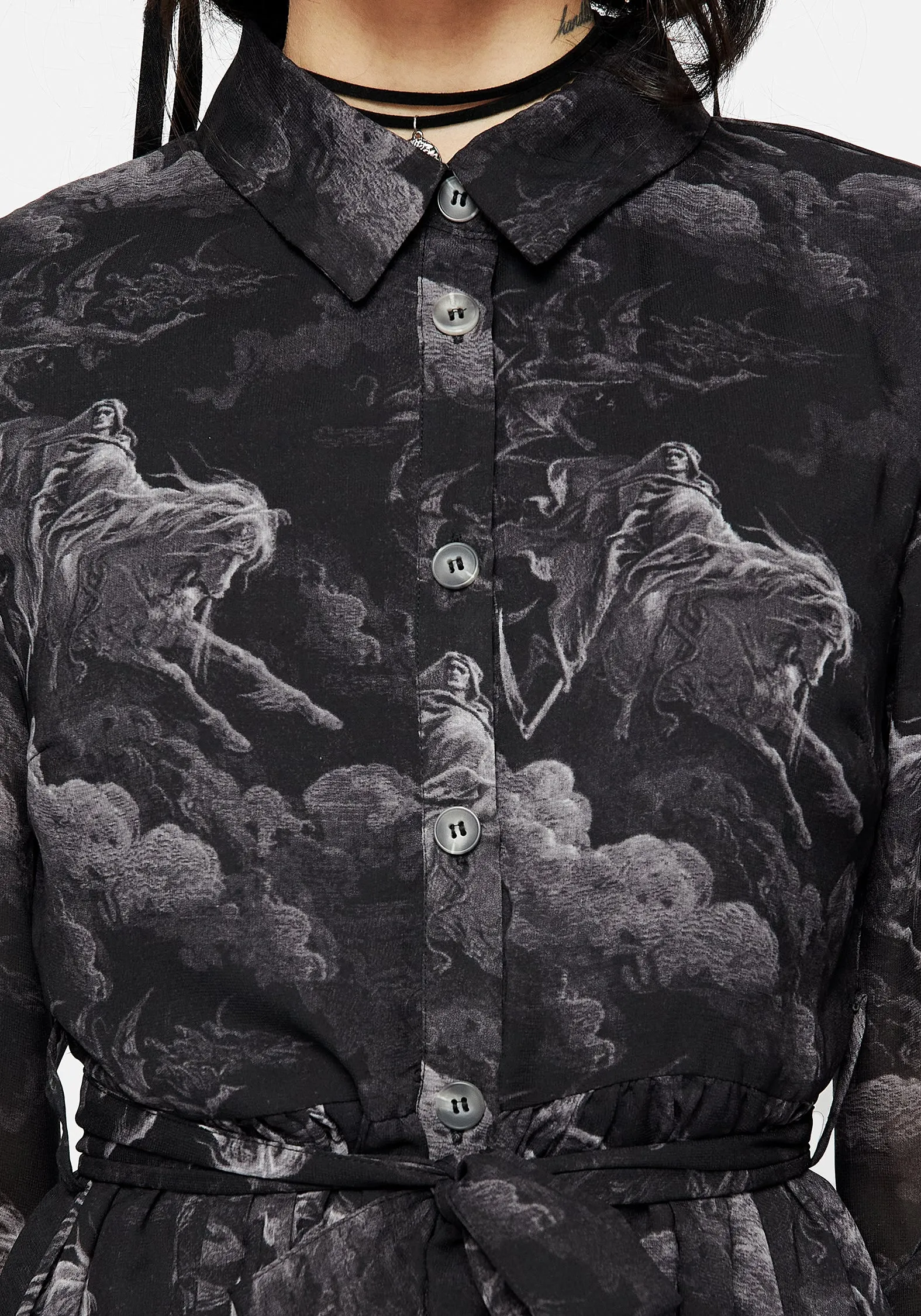 Revelation Chiffon Mini Shirt Dress Balanced Mood