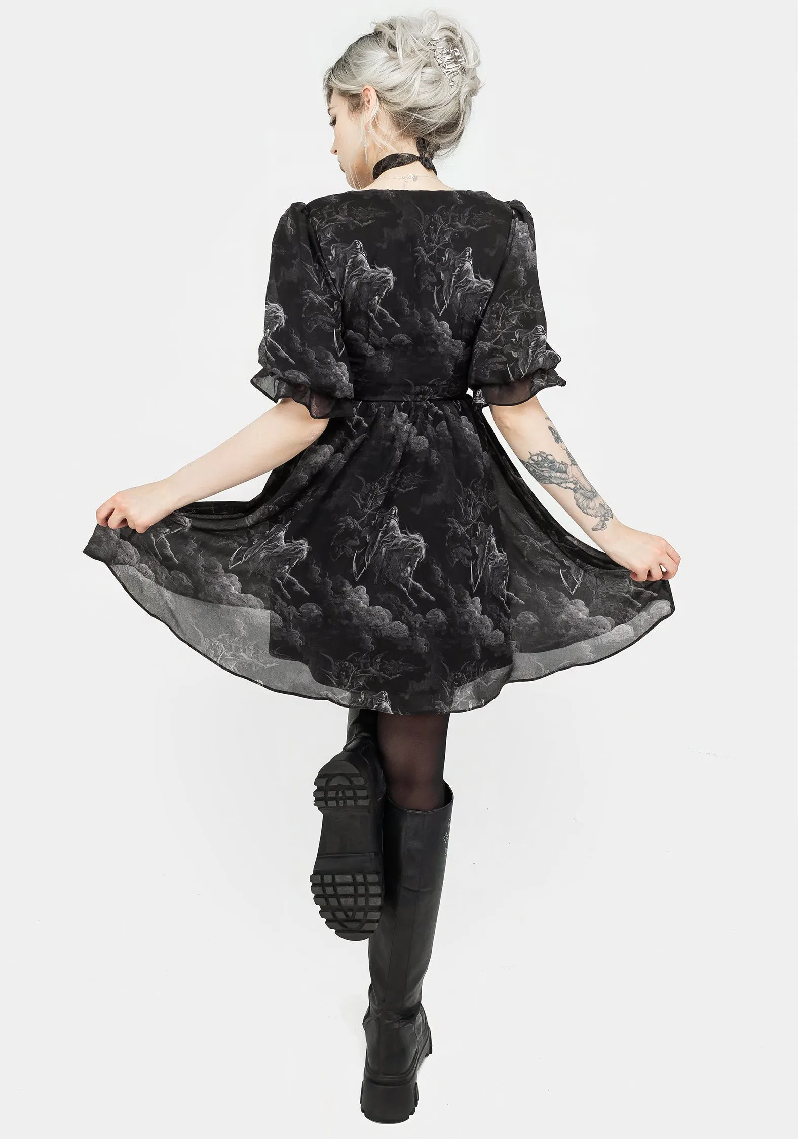 Travel-Essential Fall Mood Revelation Chiffon Puff Sleeve Mini Dress