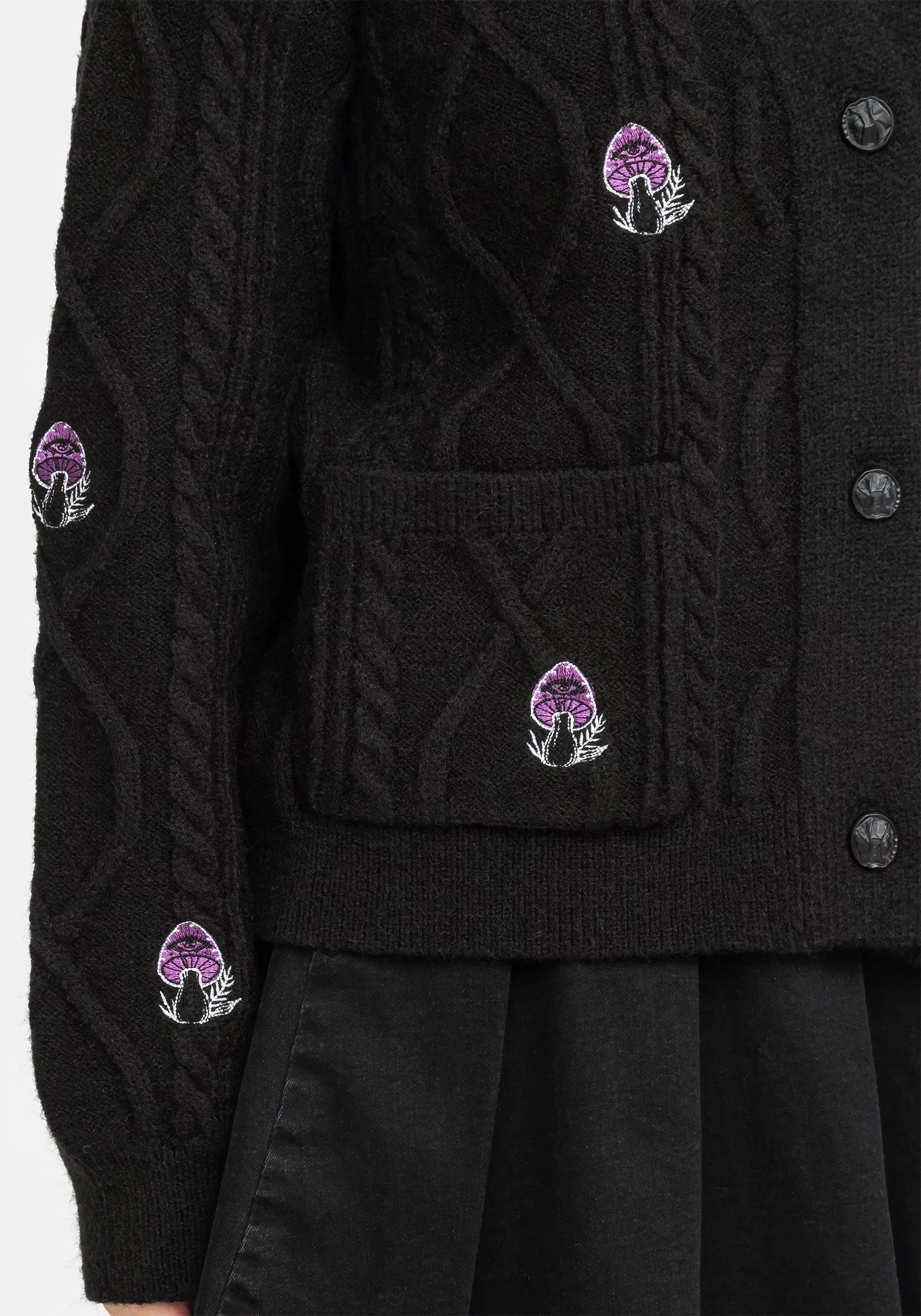 Revelation Mushroom Knit Cardigan Compact Knit Structure Microfiber Inner Layer