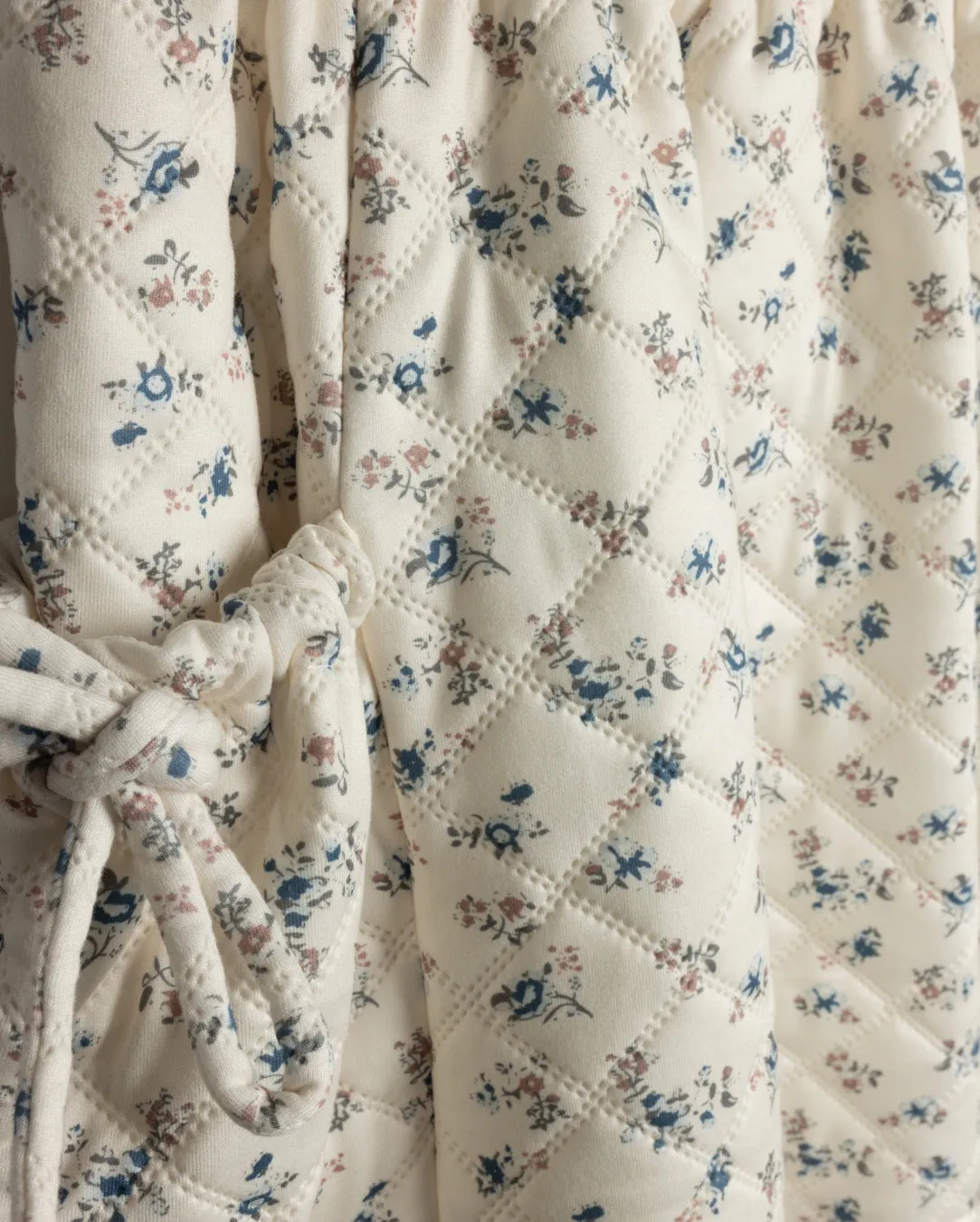 Quilted Floral Print Skirt Low Rise Gathered waist