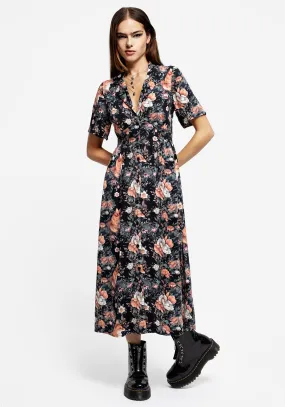 Polished Look Street Minimal Reynard Fox Floral Print Midi Shirt Dress