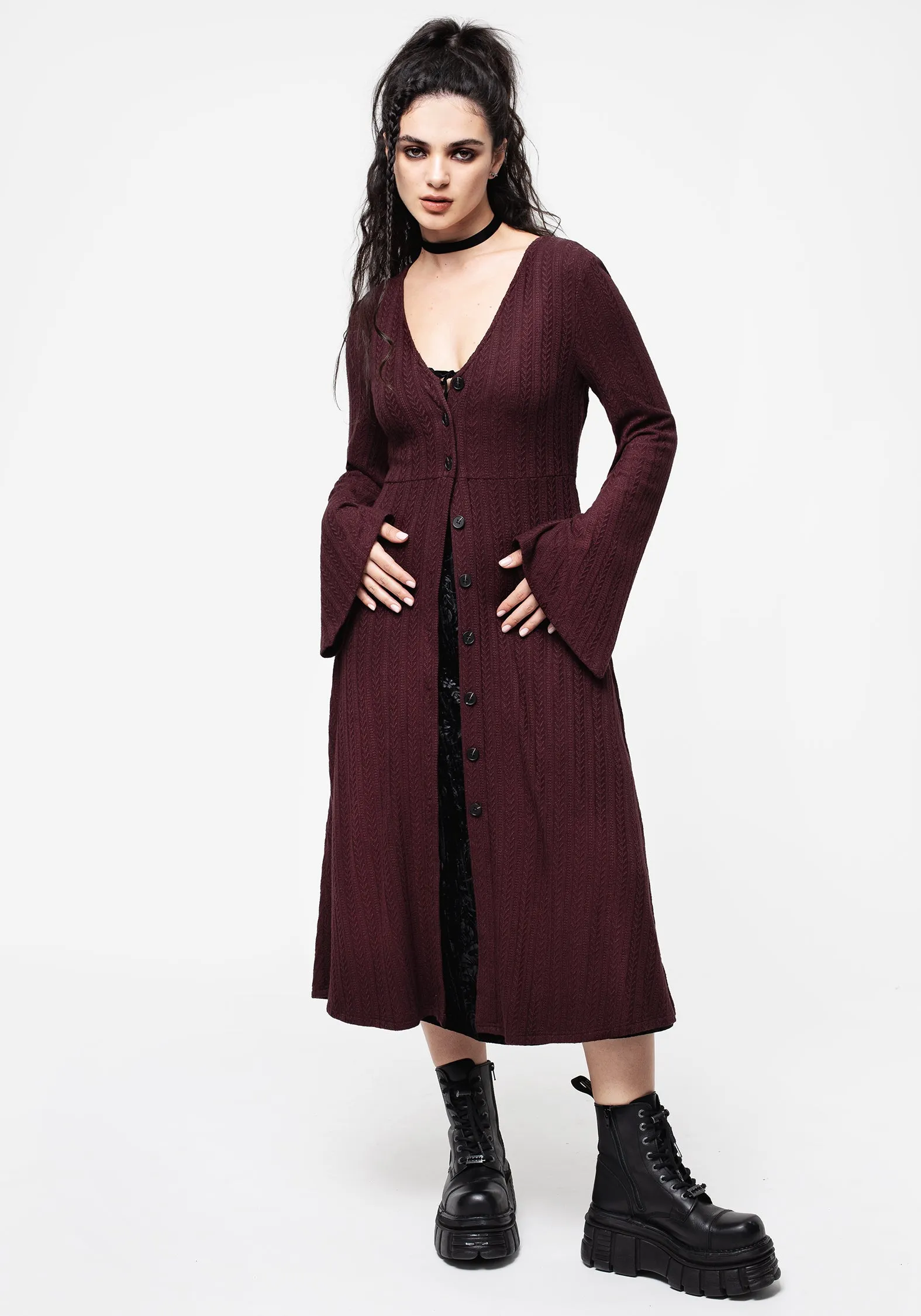 Sybil Button Up Longline Knit Overdress Shine Skin