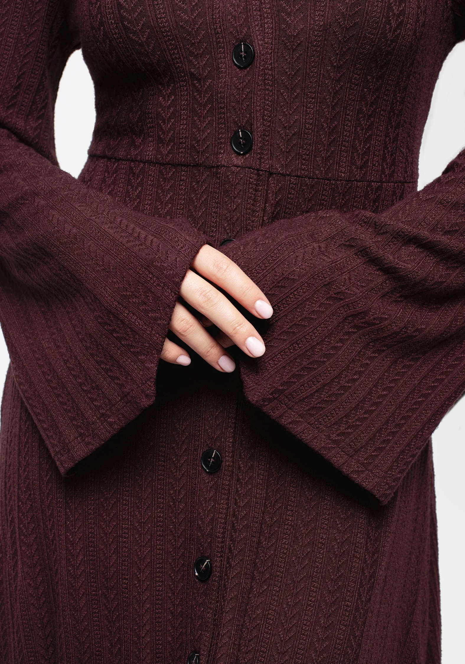 Natural Flow Flattering Style Fit Sybil Button Up Longline Knit Overdress