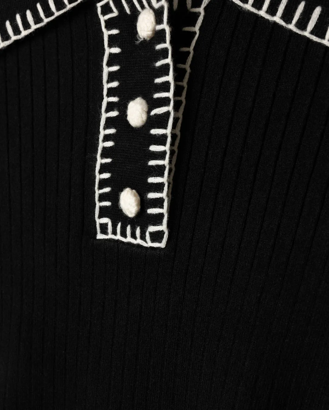 Ribbed Knt Polo Seamless Stitching