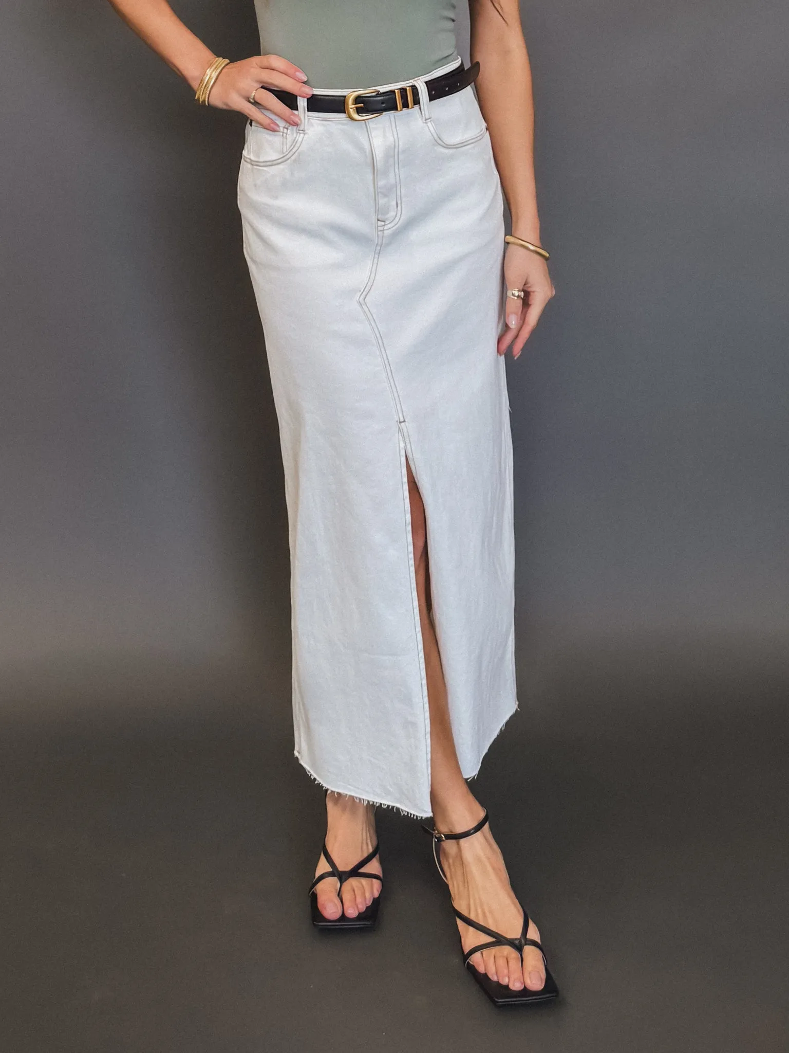 Tomie Denim Midi Skirt - Final Sale Compression Fit Technology Daily Ready
