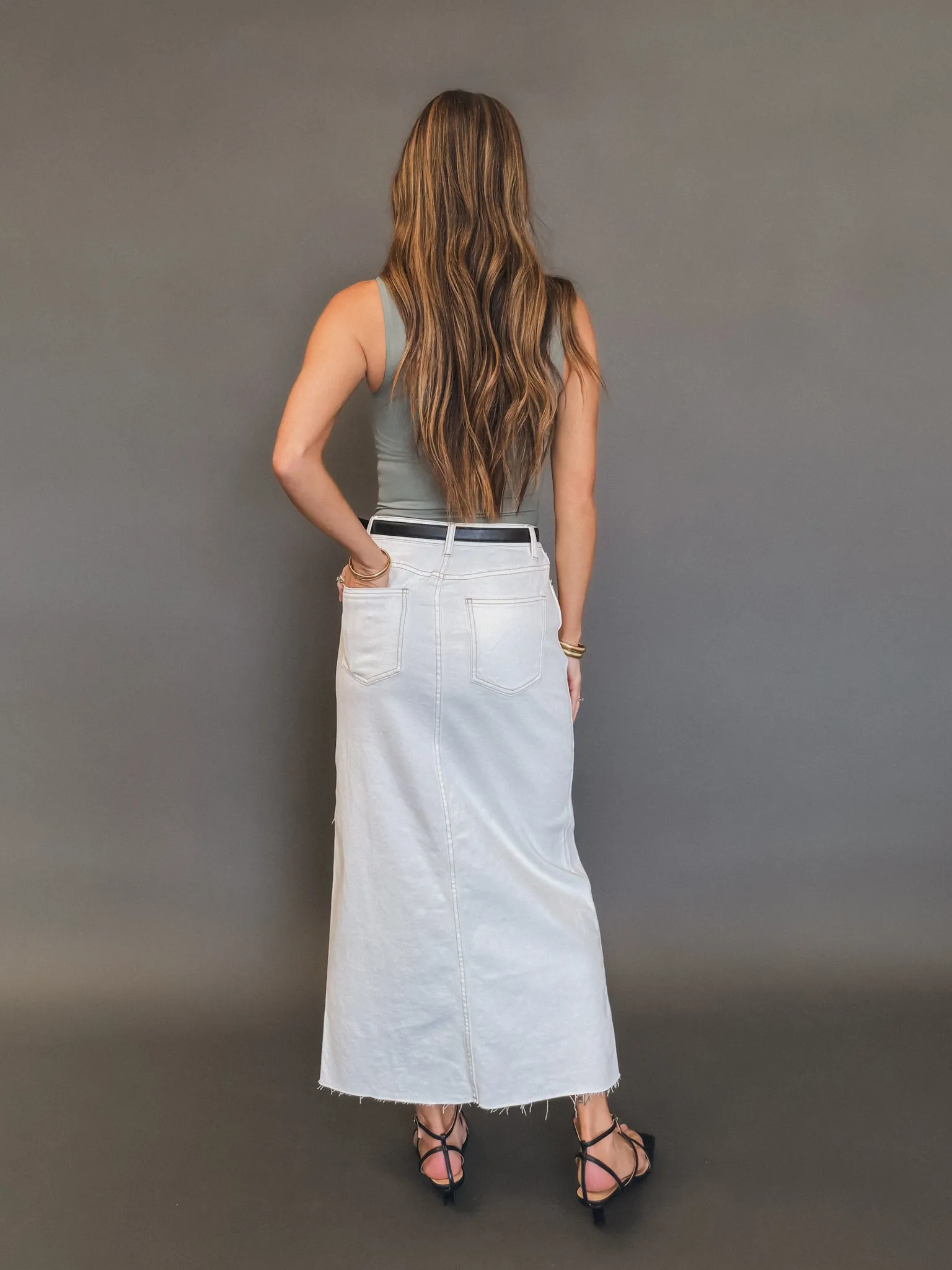 Tomie Denim Midi Skirt - Final Sale Breathable Lining NonRestrictive Cuff