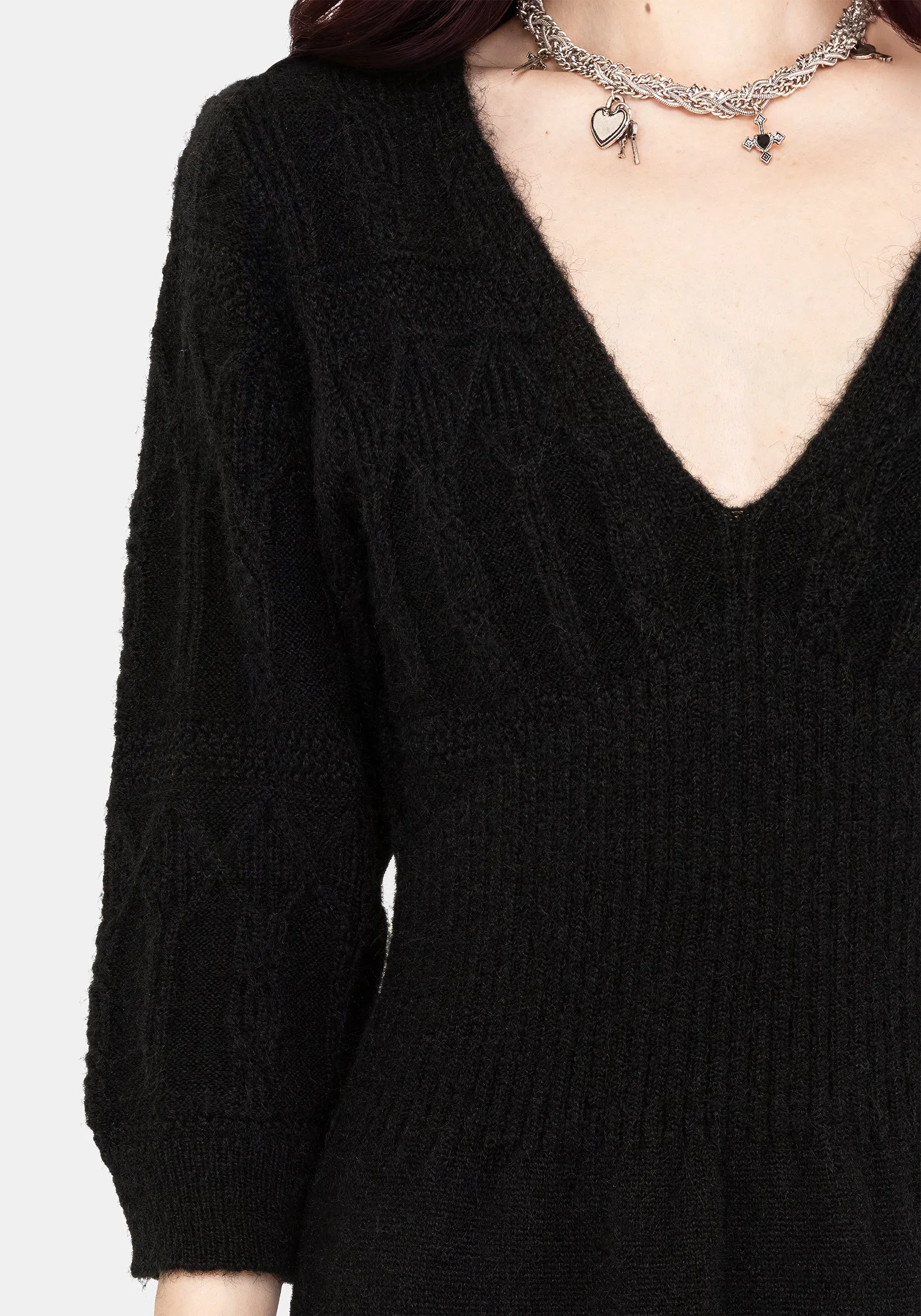 Ritual Gothic Architecture Cable Knit Mini Dress Casual Draping