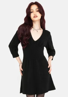 Ritual Gothic Architecture Cable Knit Mini Dress Daily Warmth