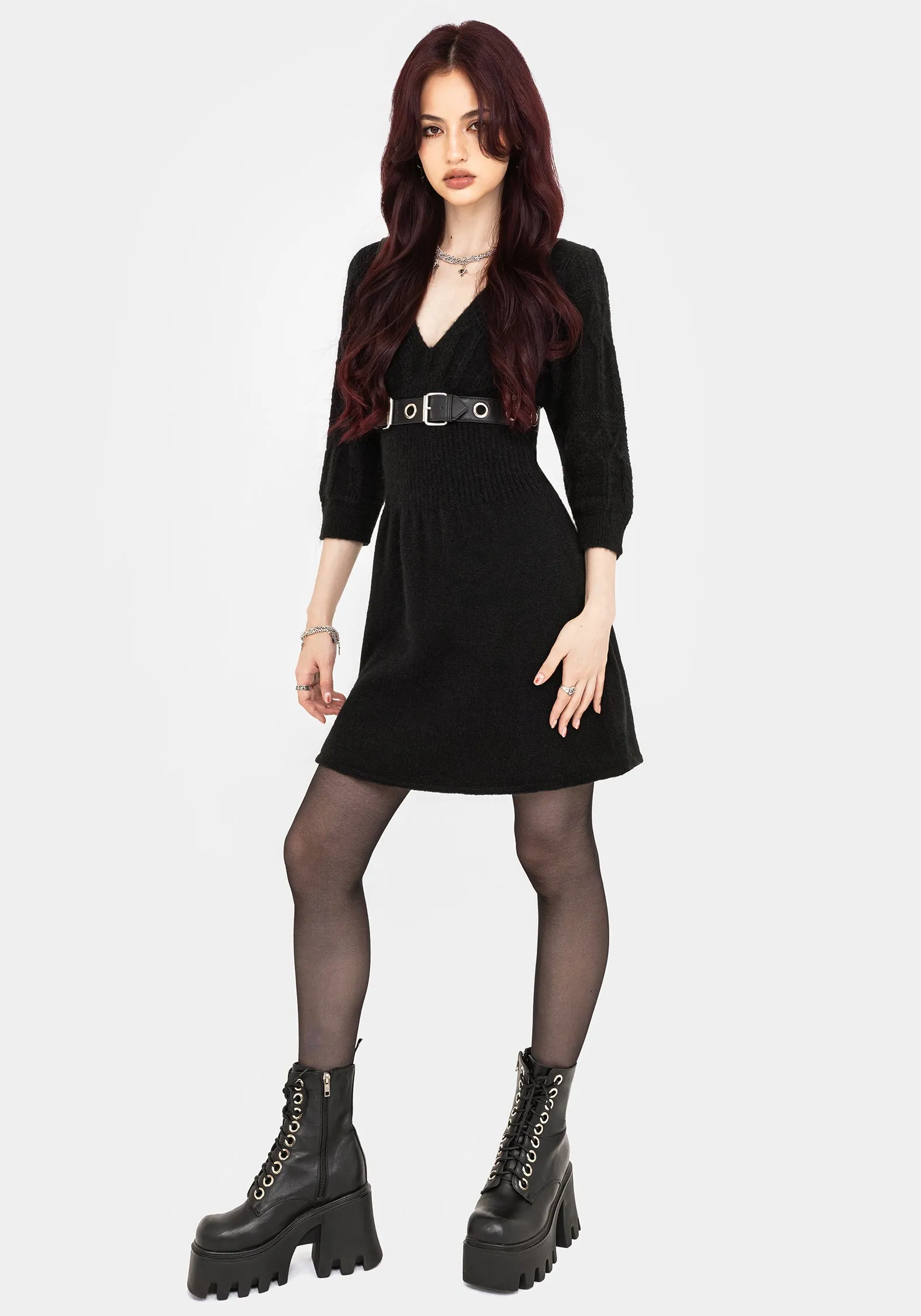 Ritual Gothic Architecture Cable Knit Mini Dress Ready To Go