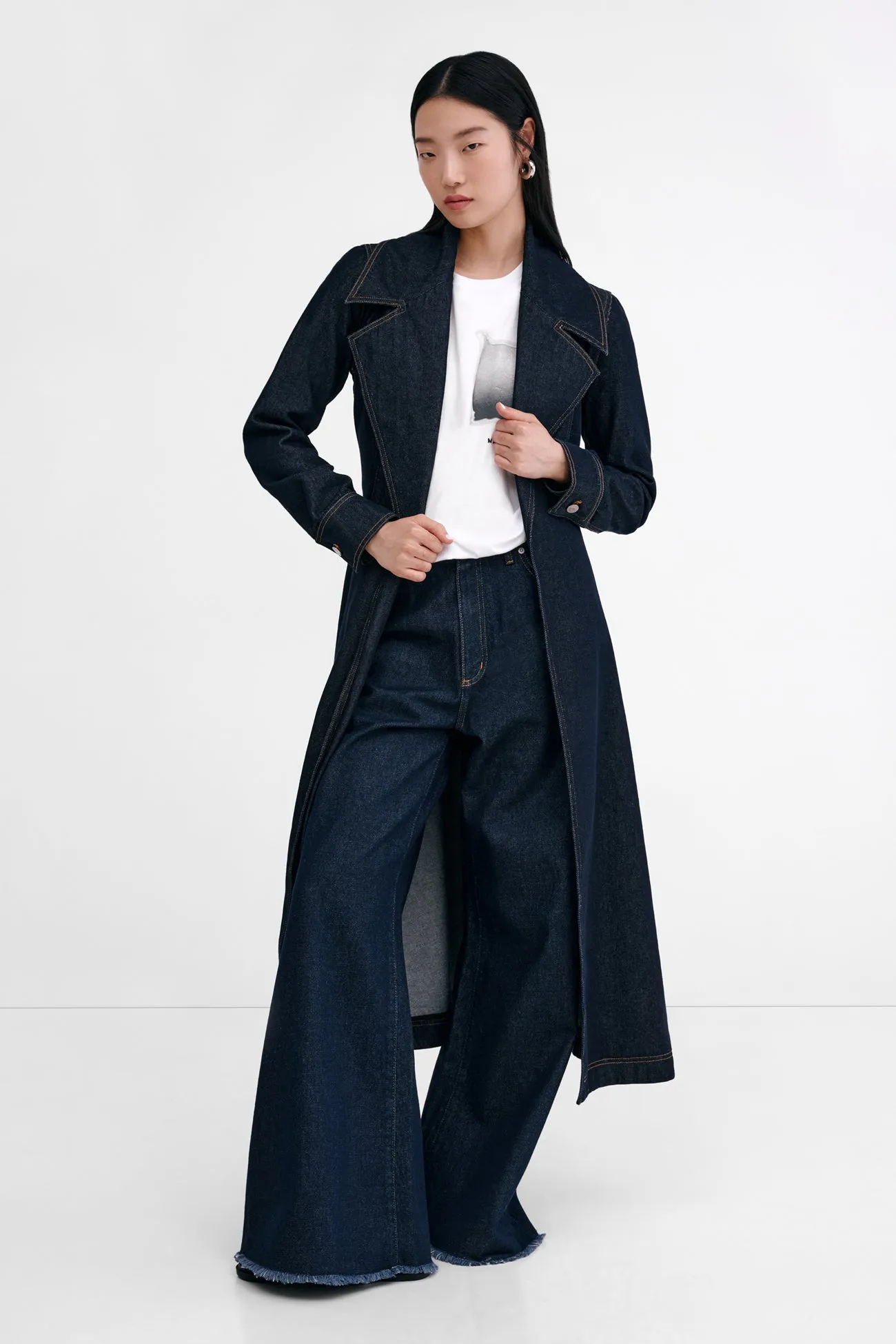 Riverside Trench Jacket Airy Cloth Elastic Hem Adjustment