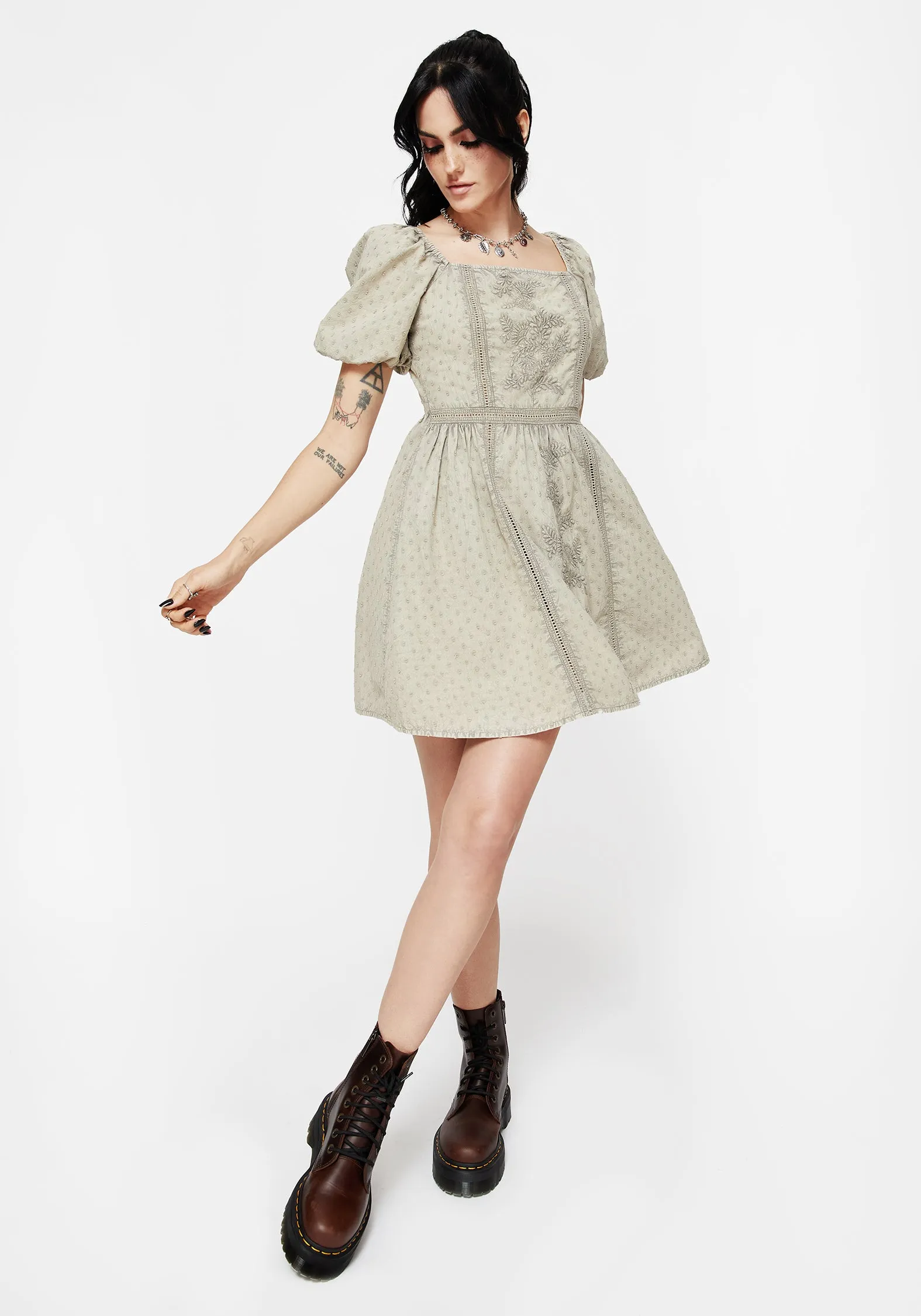 Caustic Cotton Frill Mini Dress Calm Flow