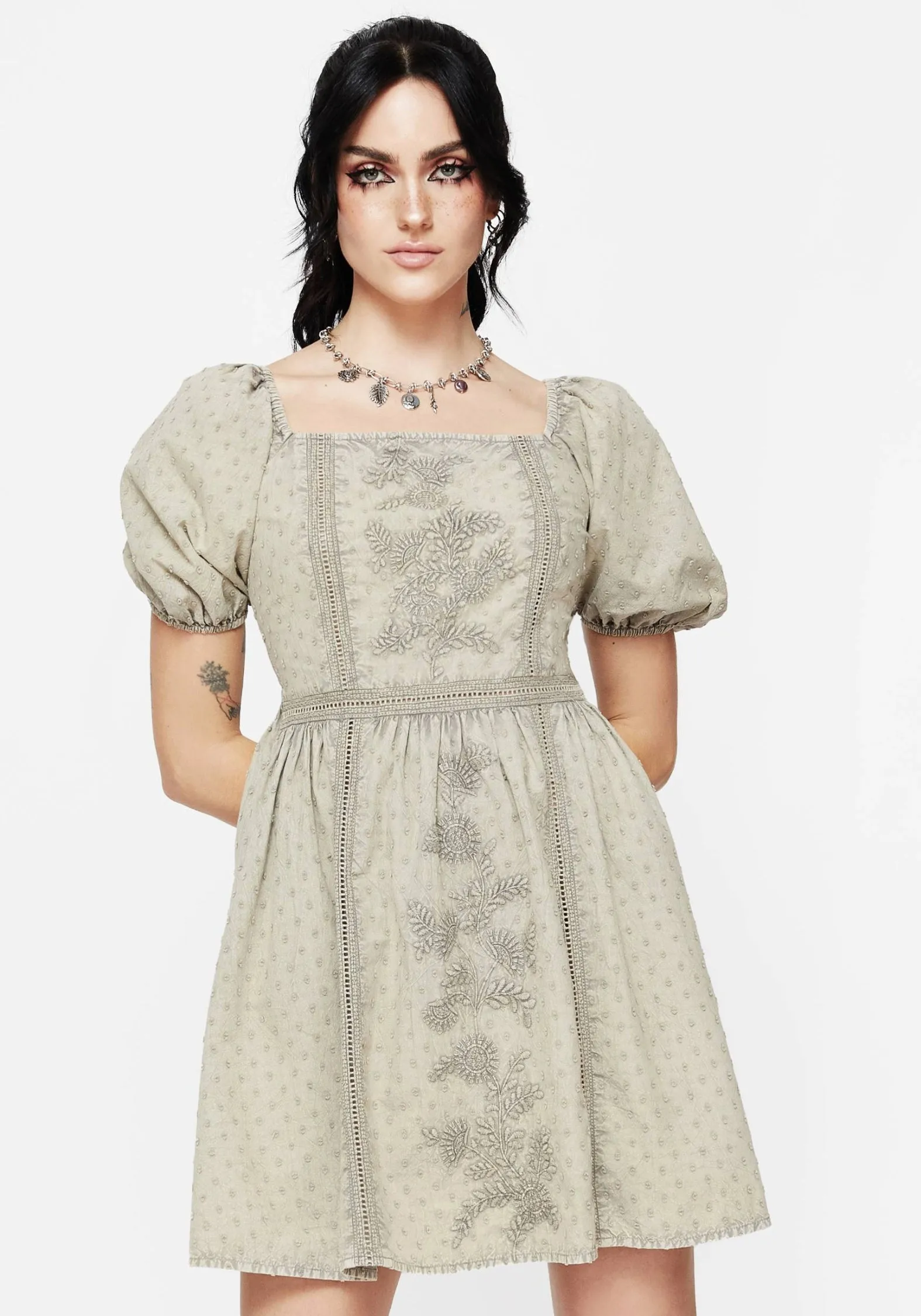 Caustic Cotton Frill Mini Dress Chic Layering
