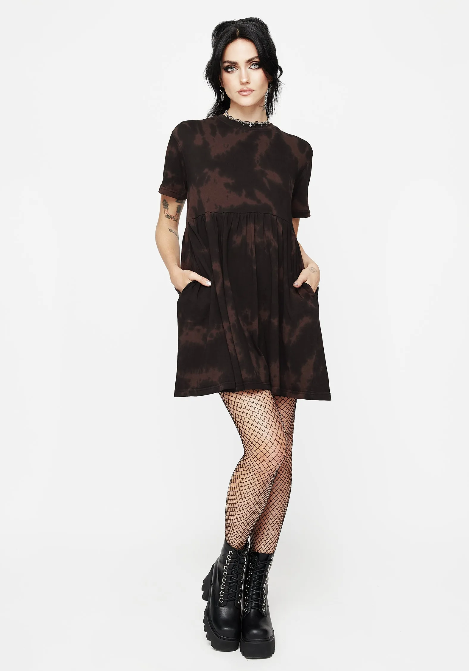 Mercury Tie Dye Cotton Mini Skater Dress Cozy Wear