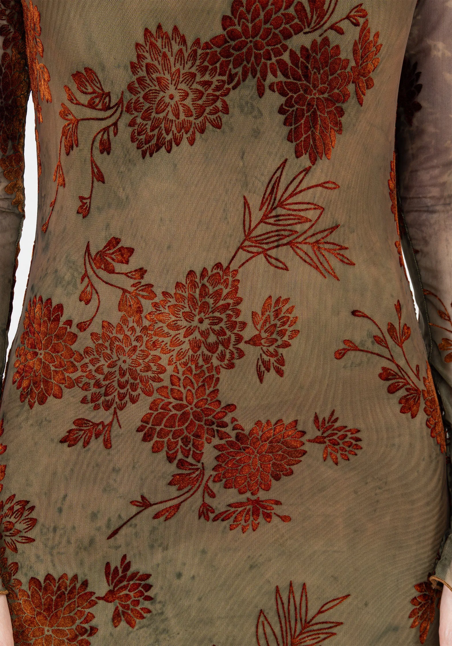 Rosaleigh Flock Velour Mesh Midaxi Dress Sunny Lace