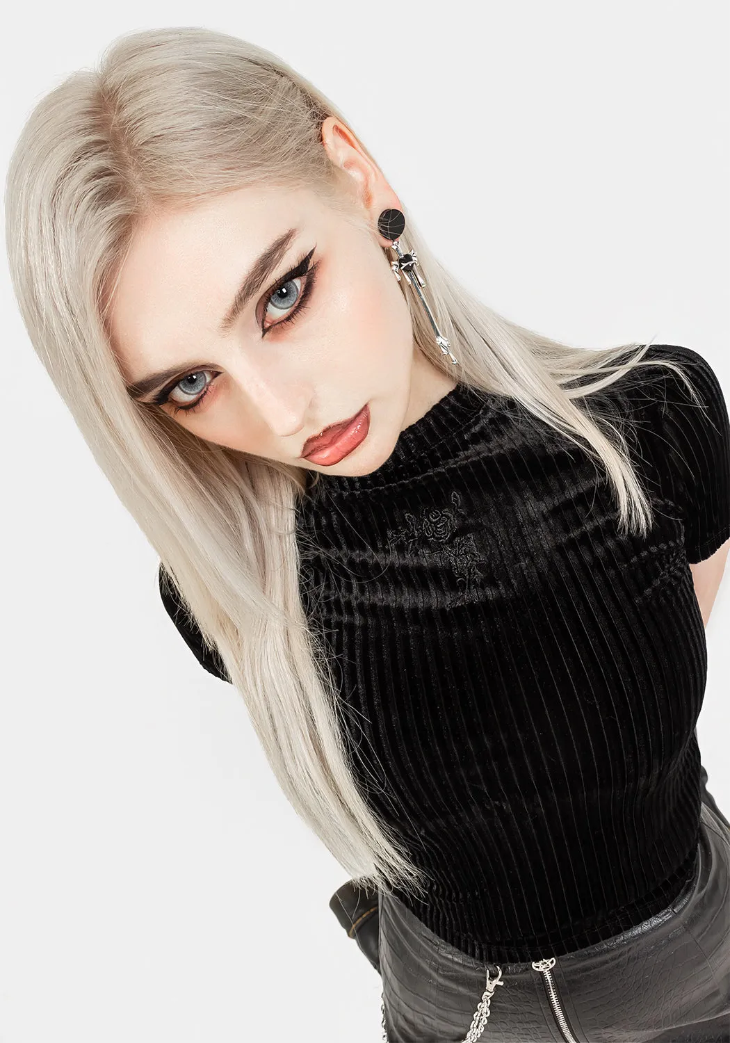 SoftTouchFinish Anti Pilling Fabric Rosaline Velour Rib Crop Top