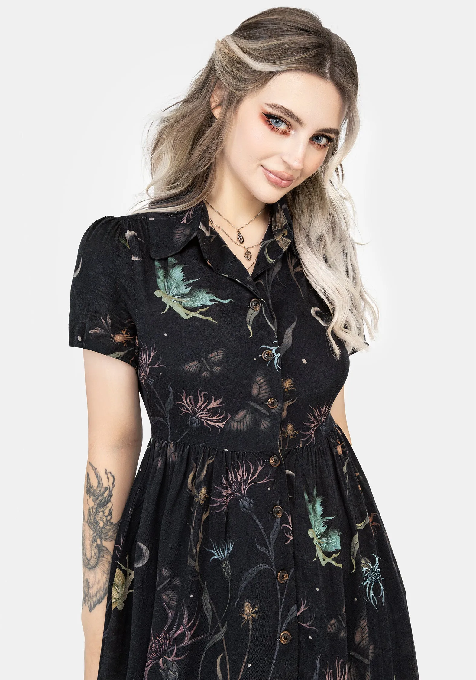 Trendy Style Rosanella Floral Print Midi Shirt Dress