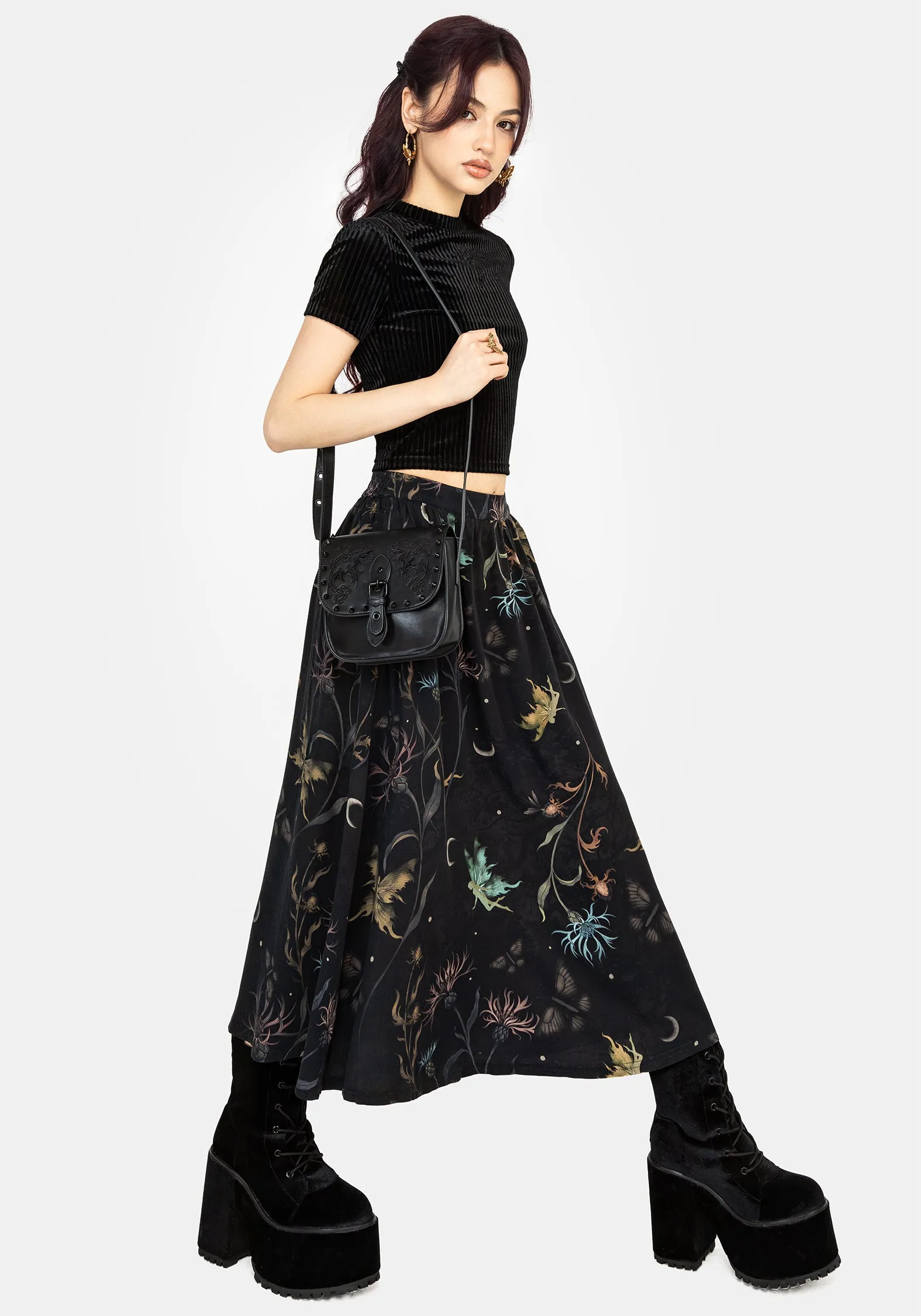 Rosanella Floral Print Midi Skirt Mini length Breezy Flow