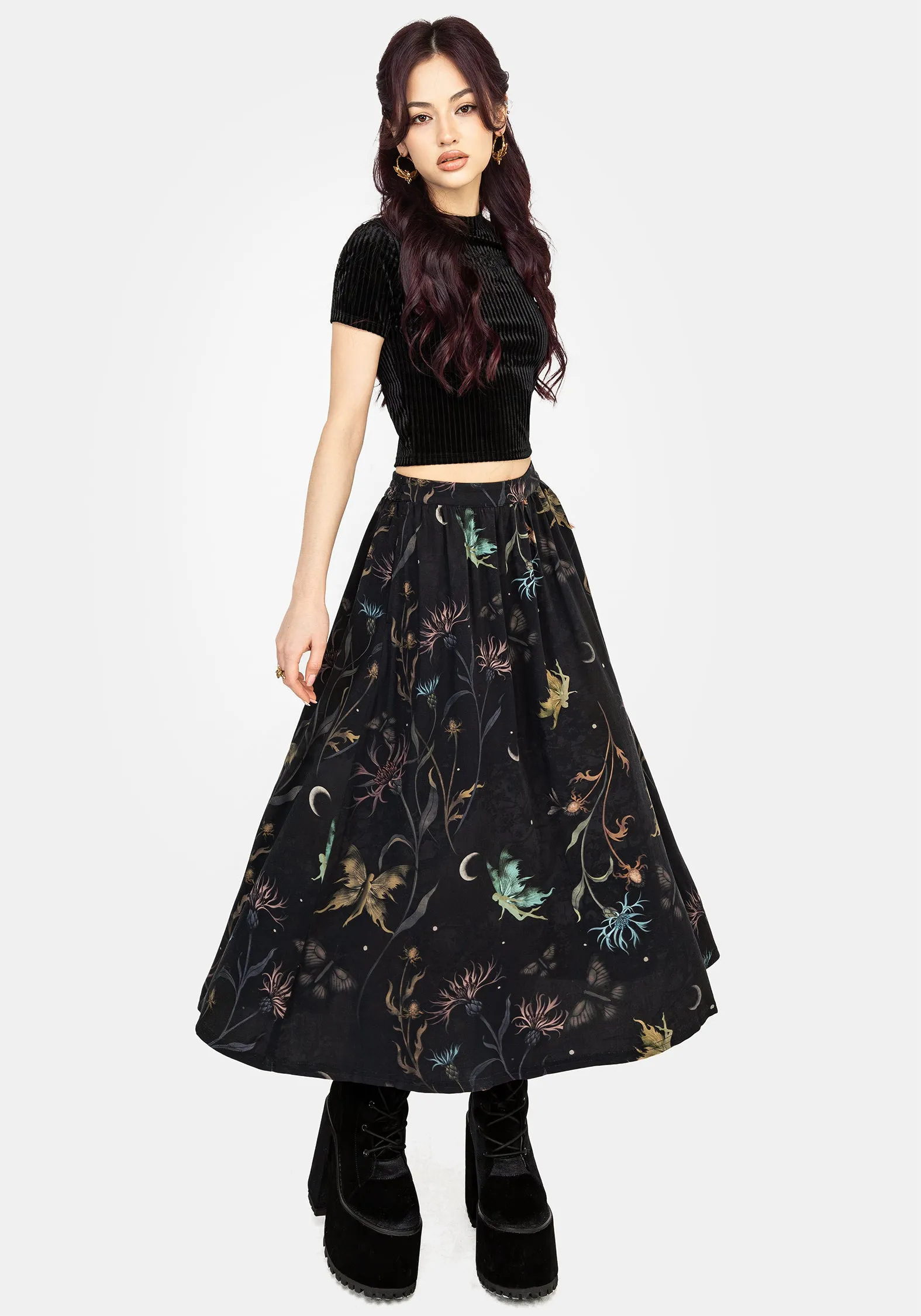 Relaxed Style Rosanella Floral Print Midi Skirt