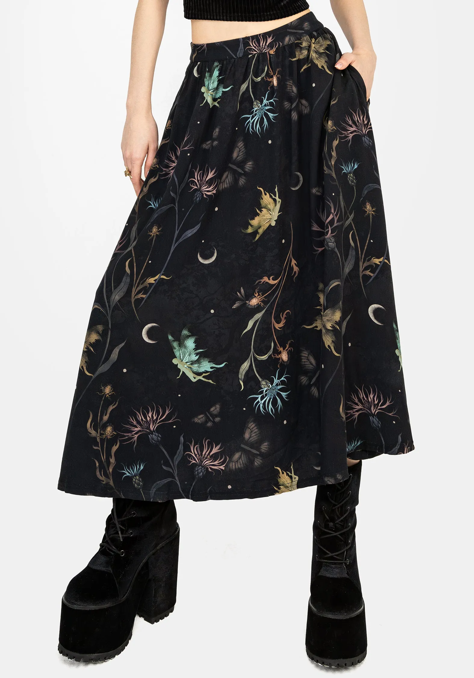 Rosanella Floral Print Midi Skirt Style Moment Soft Layers