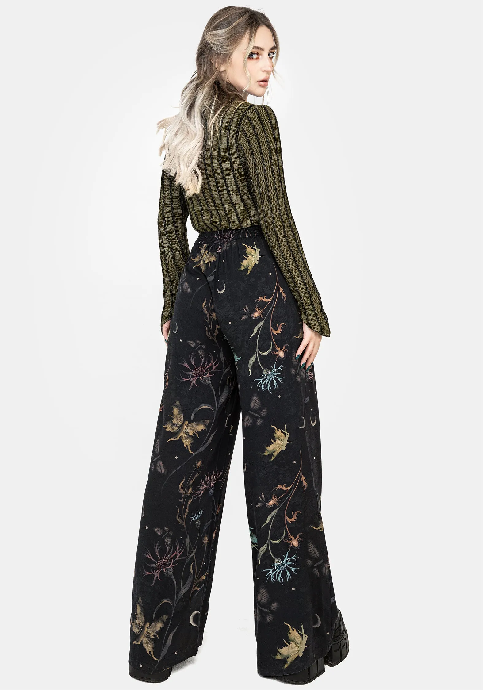 Rosanella Floral Print Straight Leg Trousers Chic Look