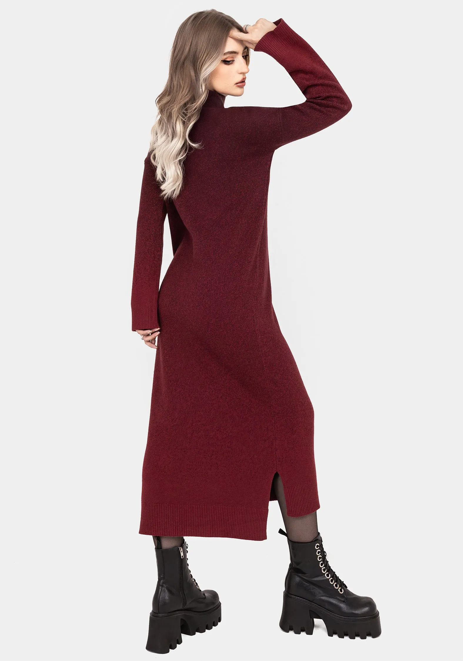 NightJar Ombre Knit Maxi Dress - Red Dreamy Look Elegant Mood