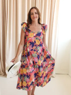 Sintra Flutter Dress Tiered-Skirt Linen Chic