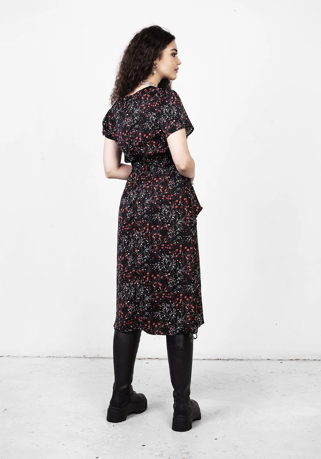 ROSETEARS FRILL PEPLUM MIDI DRESS Dreamy Flow Easy Flow