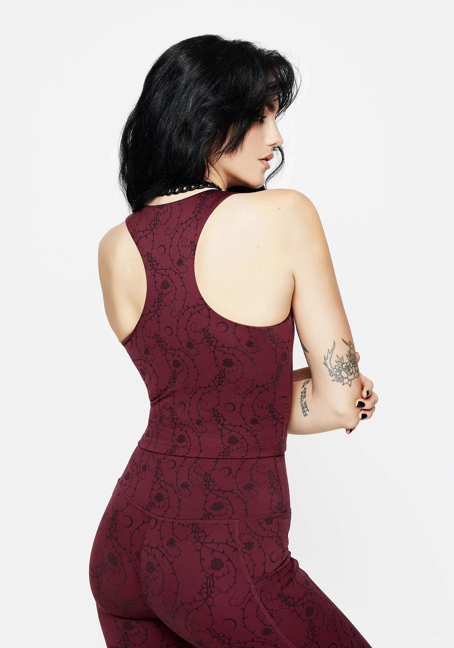 Moisture wicking Rosethorn Floral Print Racerback Athleisure Sports Top