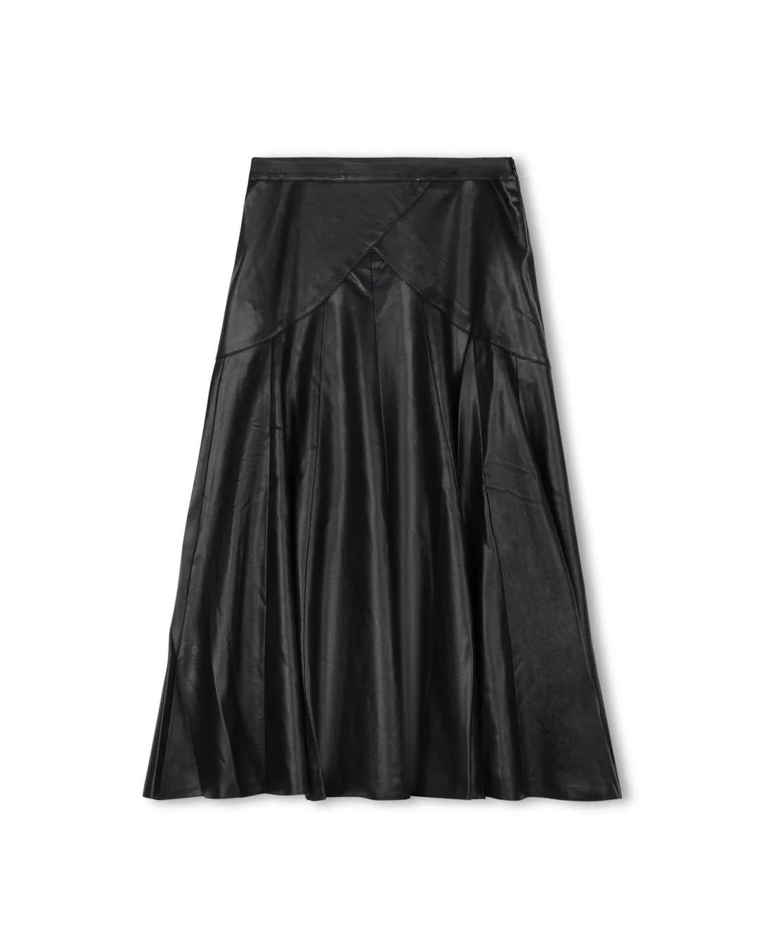 Rounded Cross Over Seam Leather Skirt Occasion Dressing Relaxed Look