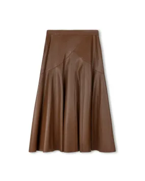 Rounded Cross Over Seam Leather Skirt Smooth Feel