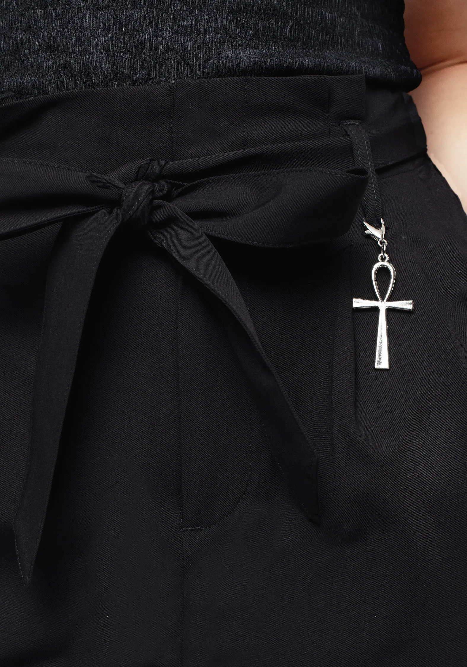 Timeless Fit Embroidered Detail Dinza Tie Waist Tapered Trousers