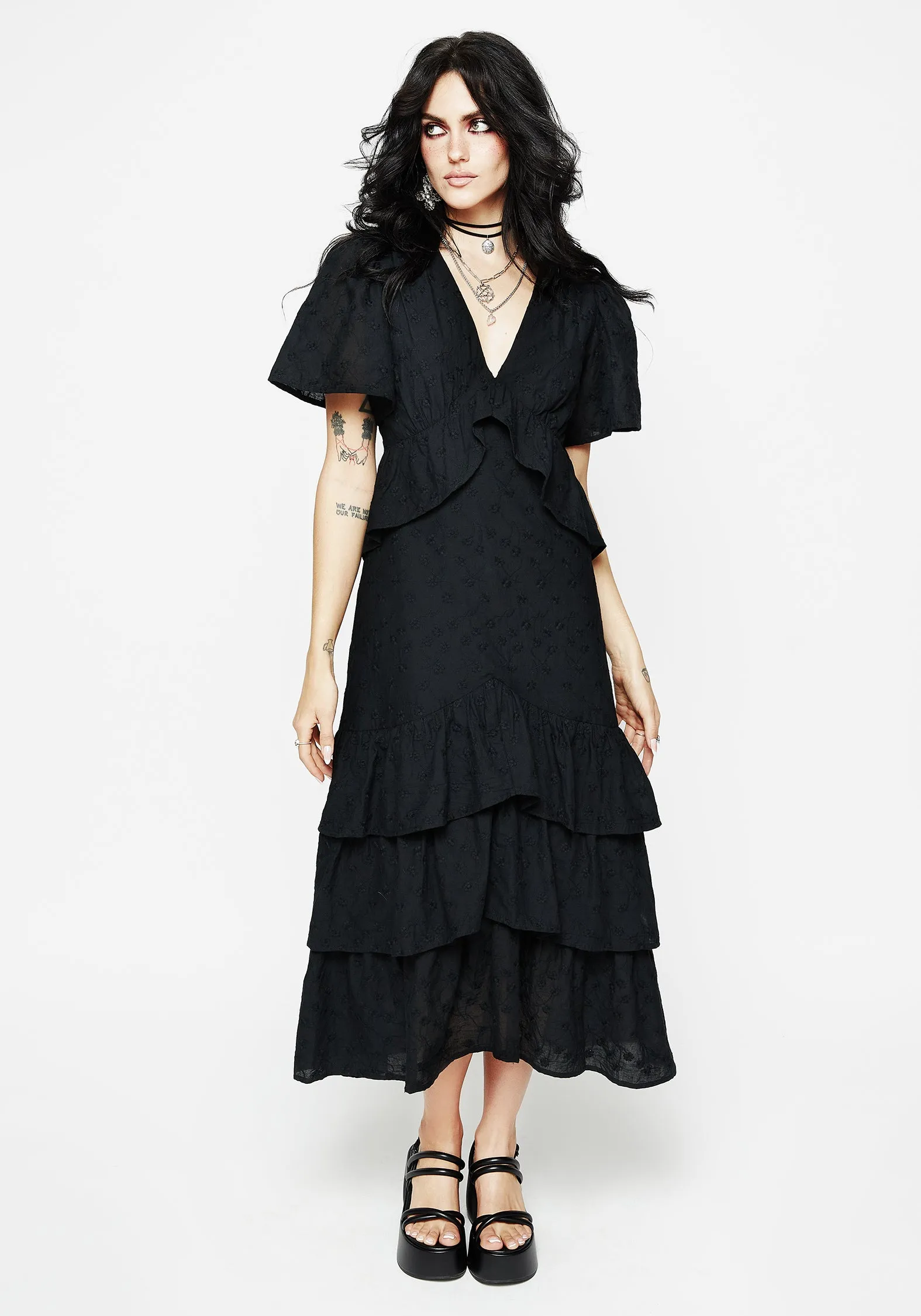 Rowena Peplum Tiered Midaxi Dress Fashion Layer