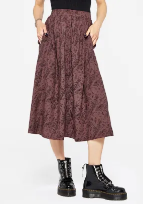 Maxi length Soft Aesthetic Roxana Moth Foxglove Button Down Midi Skirt