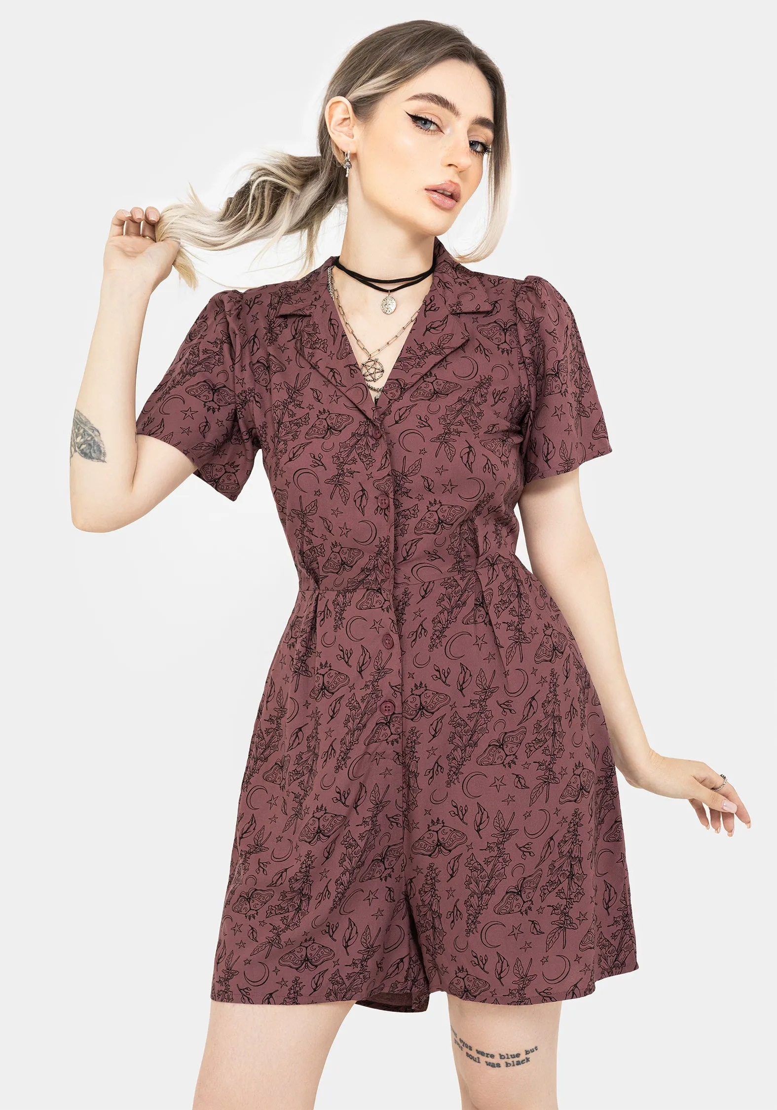 Roxana Moth Foxglove Button Up Playsuit Sport Unisex