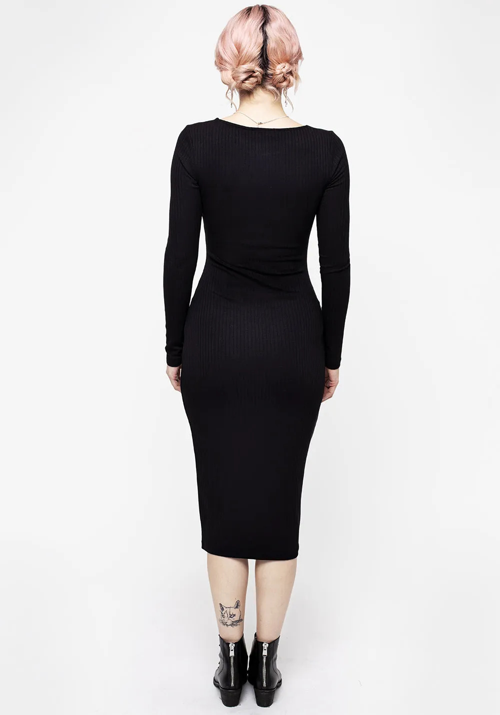 Boho Tone Roxanne Cut Out Ribbed Bodycon Midi Dress