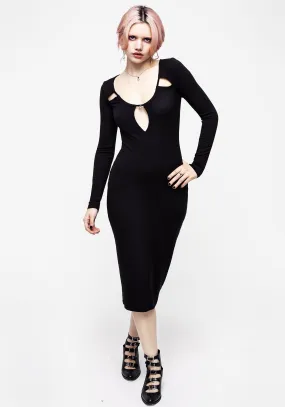 Roxanne Cut Out Ribbed Bodycon Midi Dress Sophisticated Line Travel Vibe