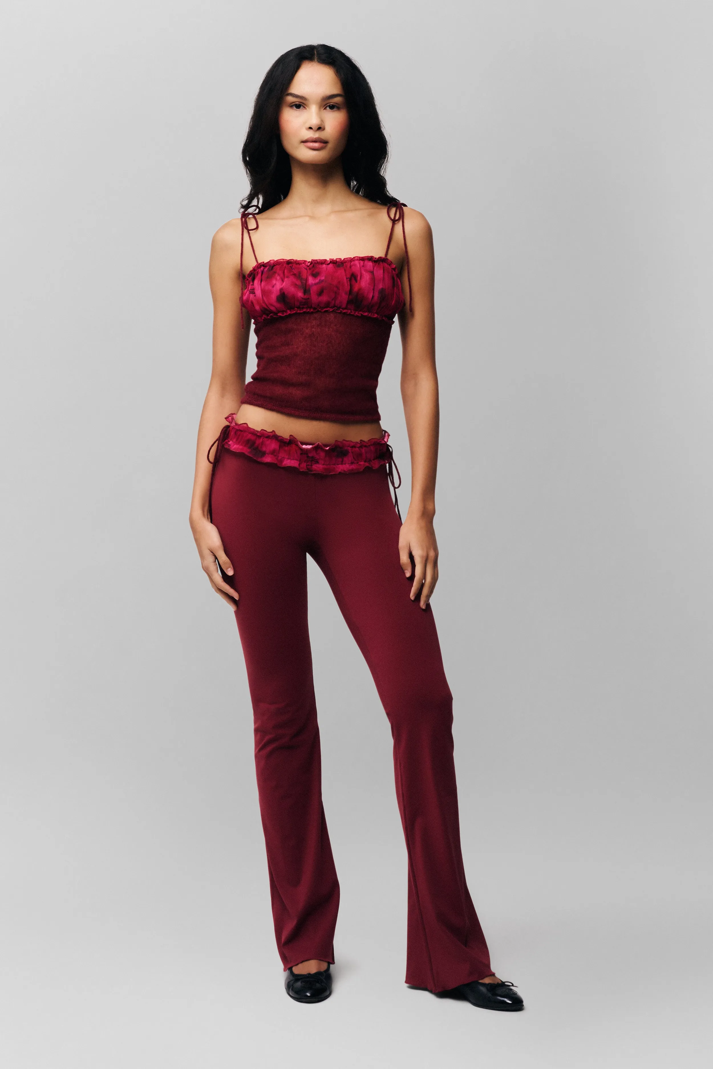 Ruched Chiffon Knit Tank Anti Chafe Seam