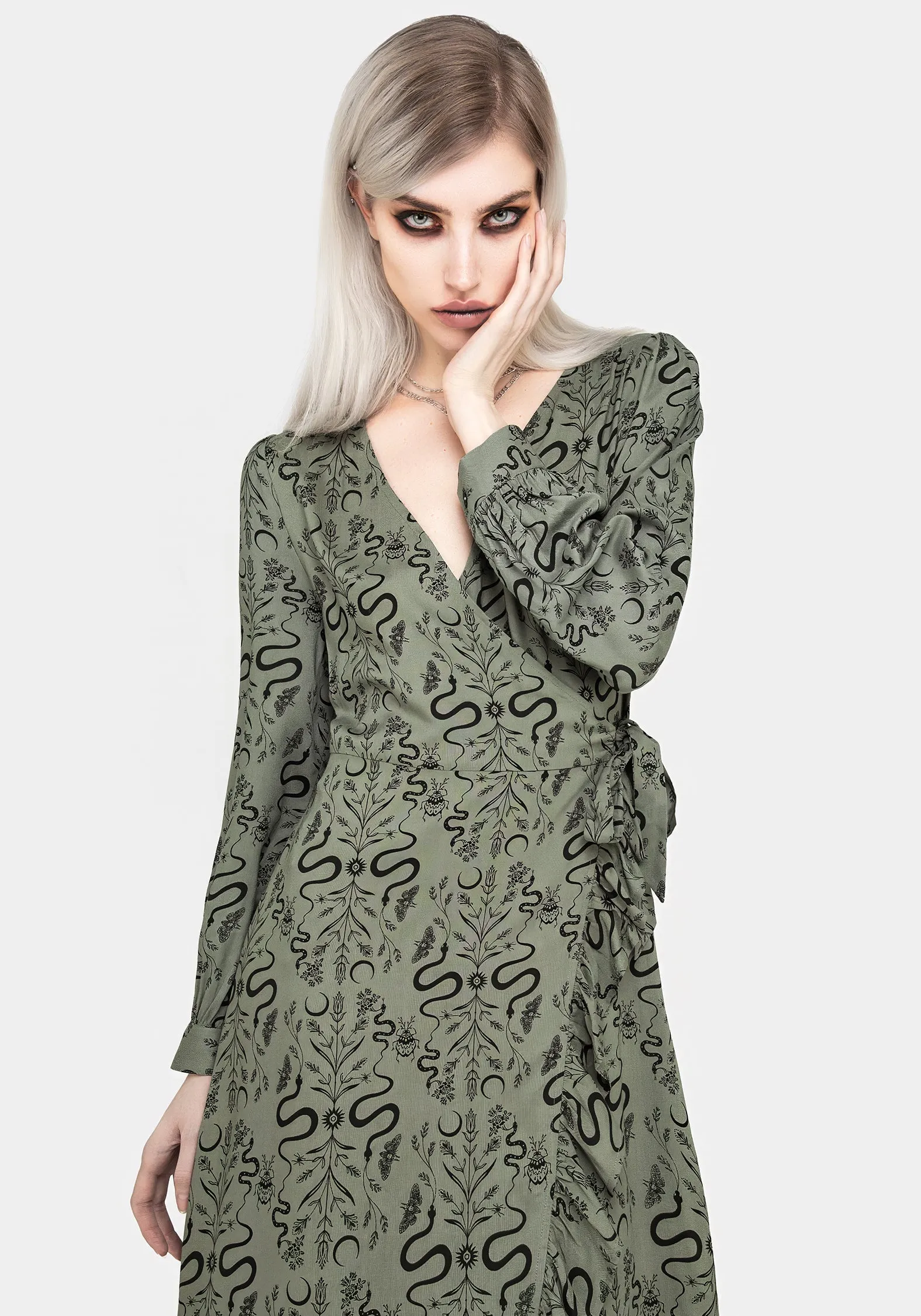 Dominion Snake Print Midi Wrap Dress Cool Form Refined Line