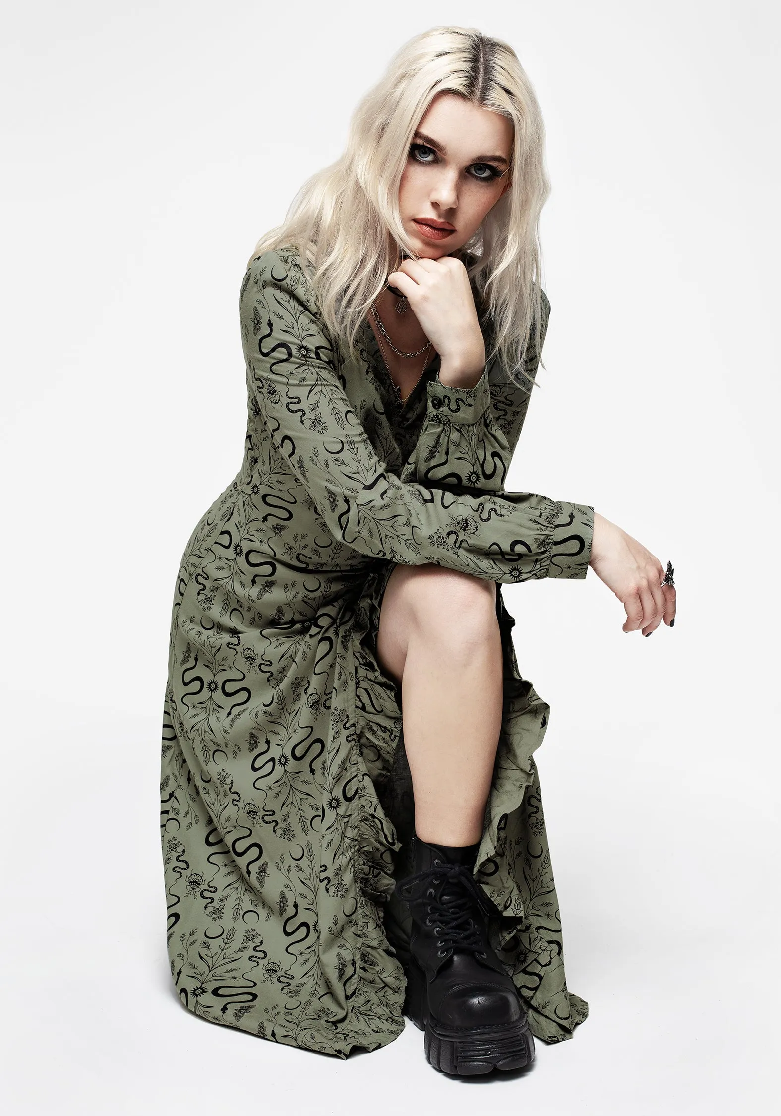 Dominion Snake Print Midi Wrap Dress Date Nightwear