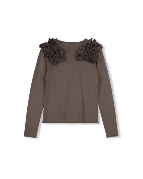 Ruffled Neck Sweater Soft Touch Texture Soft Touch