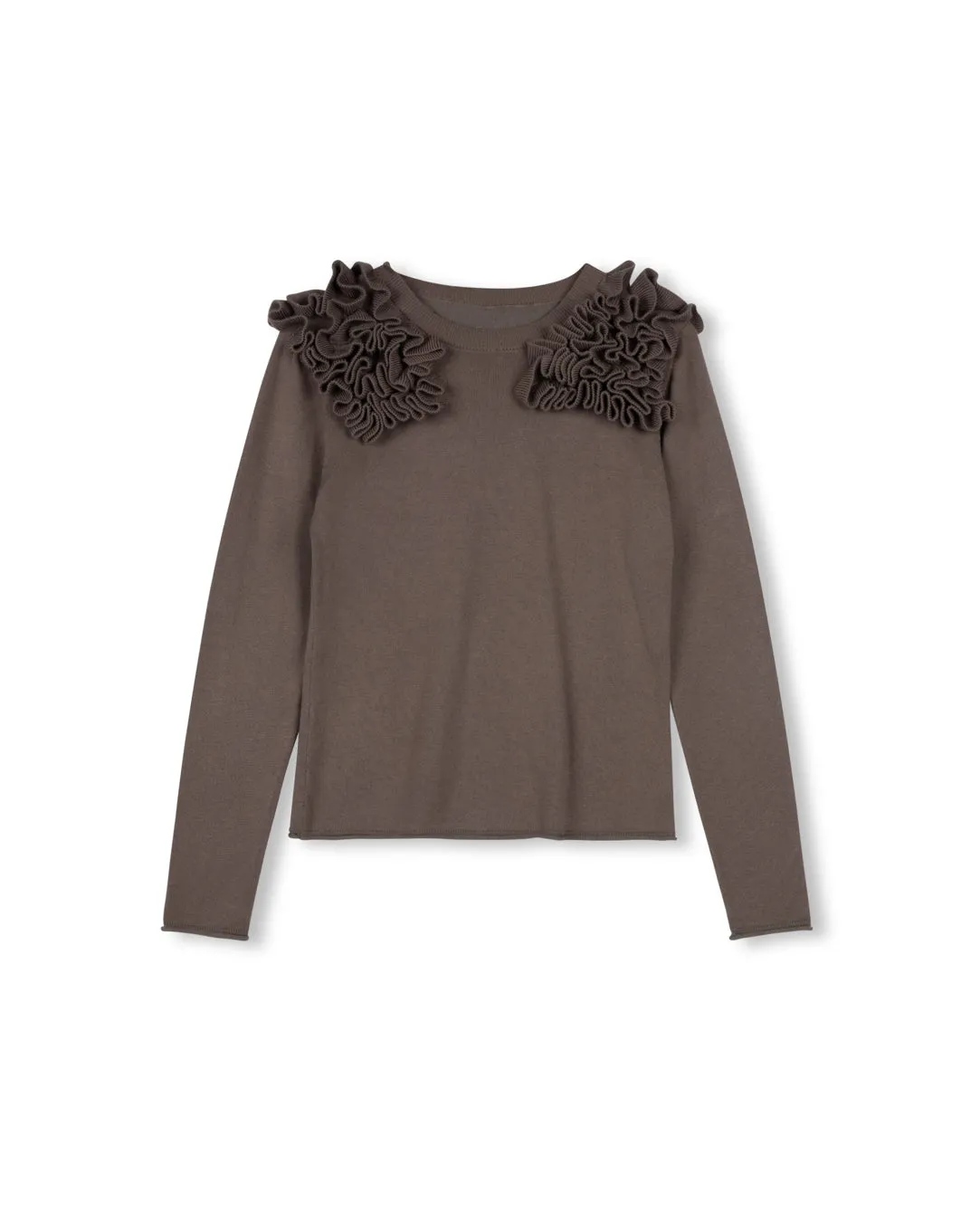 Ruffled Neck Sweater Soft Touch Texture Soft Touch