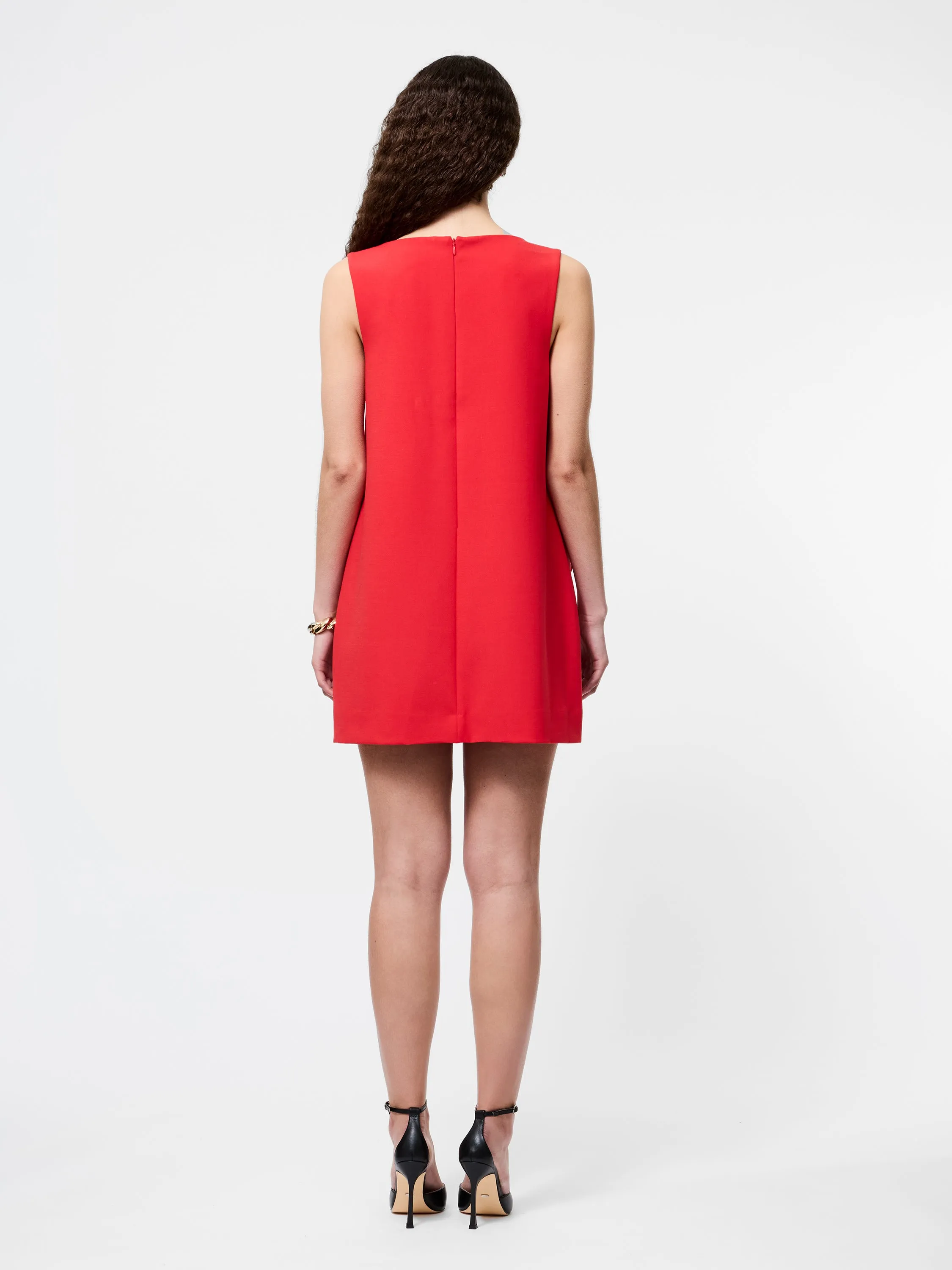 Whisper Square Neck Shift Dress Raw-Hem Brunch Tone